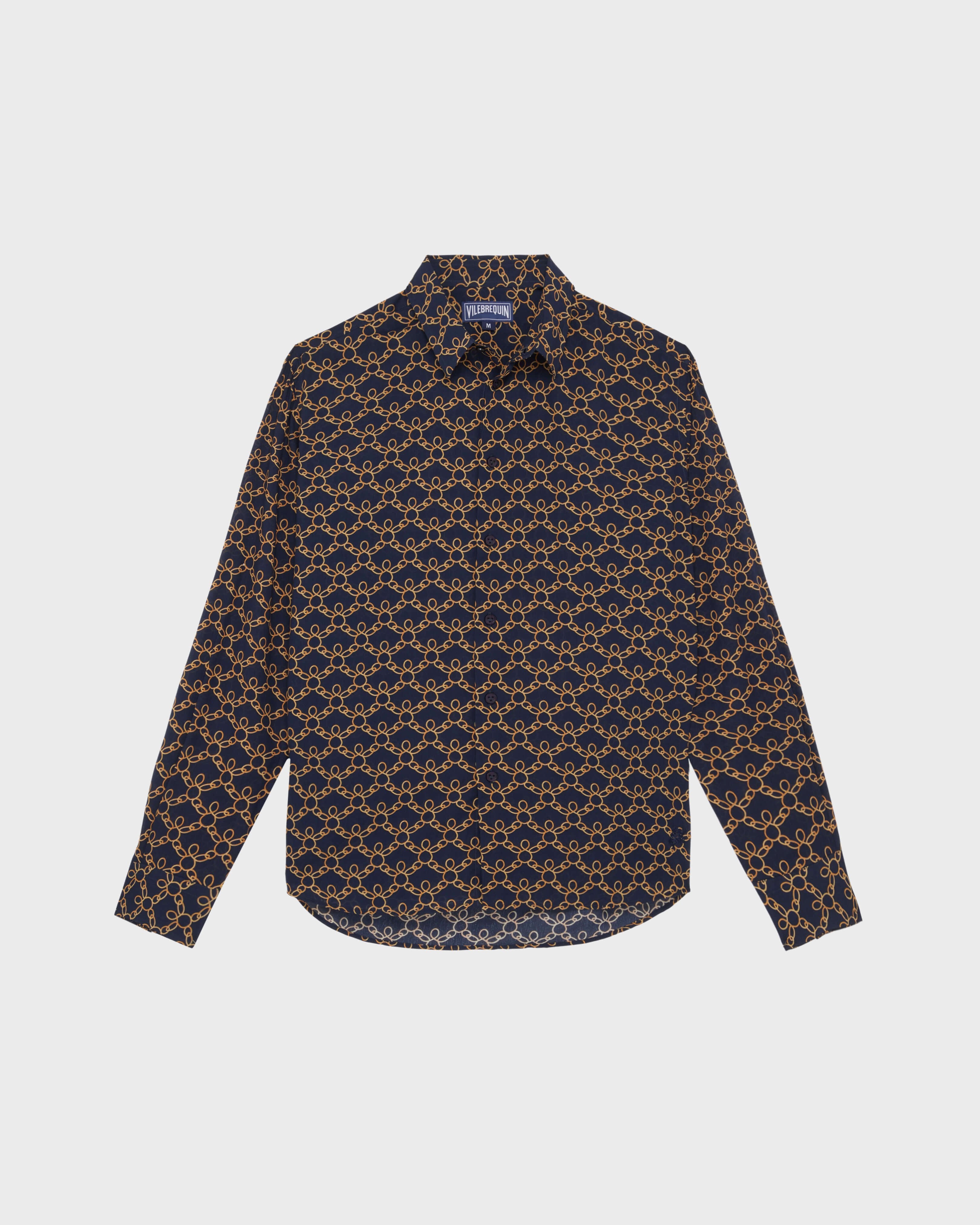Cotton Voile Shirt Turtles Chains - Blue Navy / Vilebrequin Sale