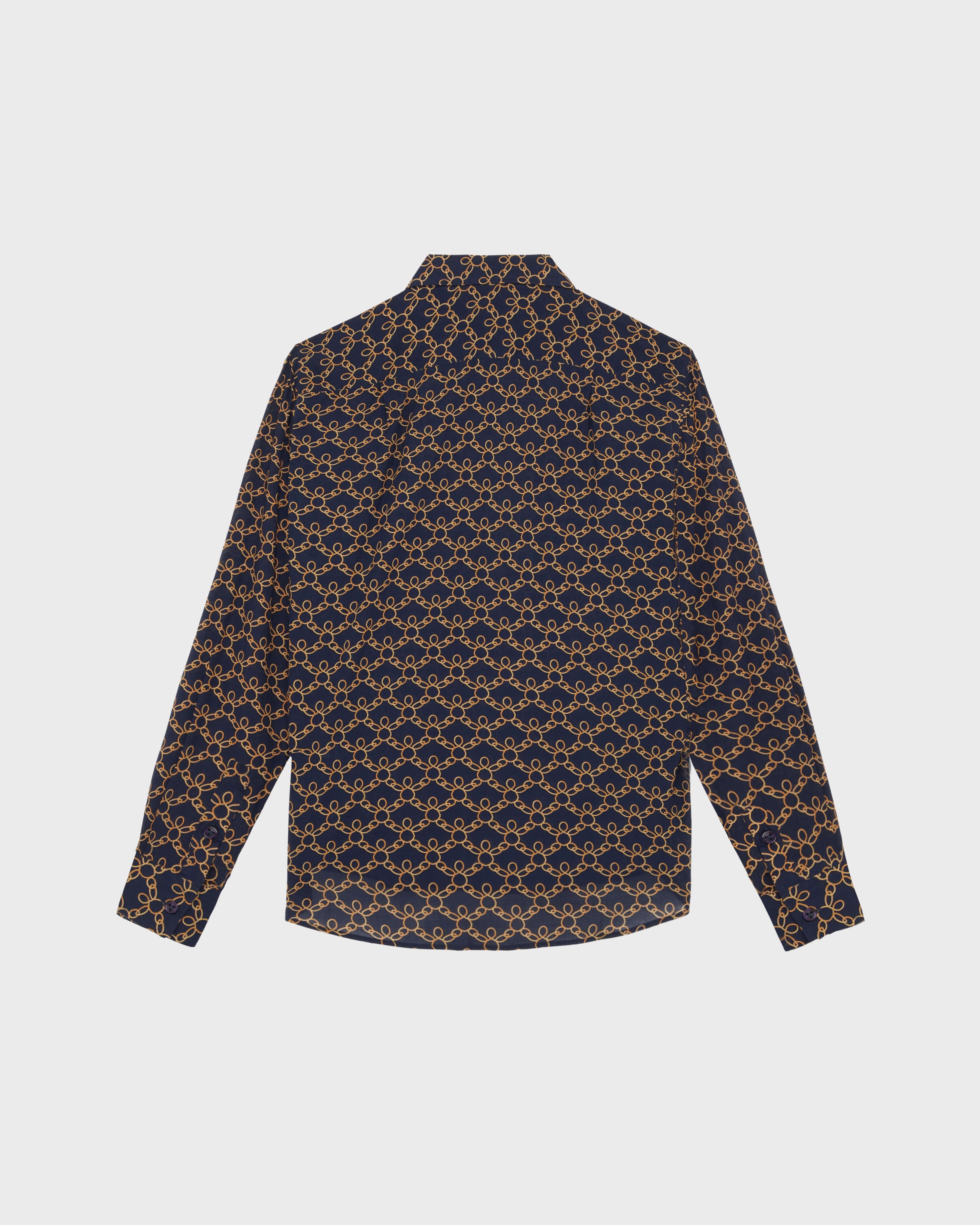 Cotton Voile Shirt Turtles Chains - Blue Navy / Vilebrequin Sale