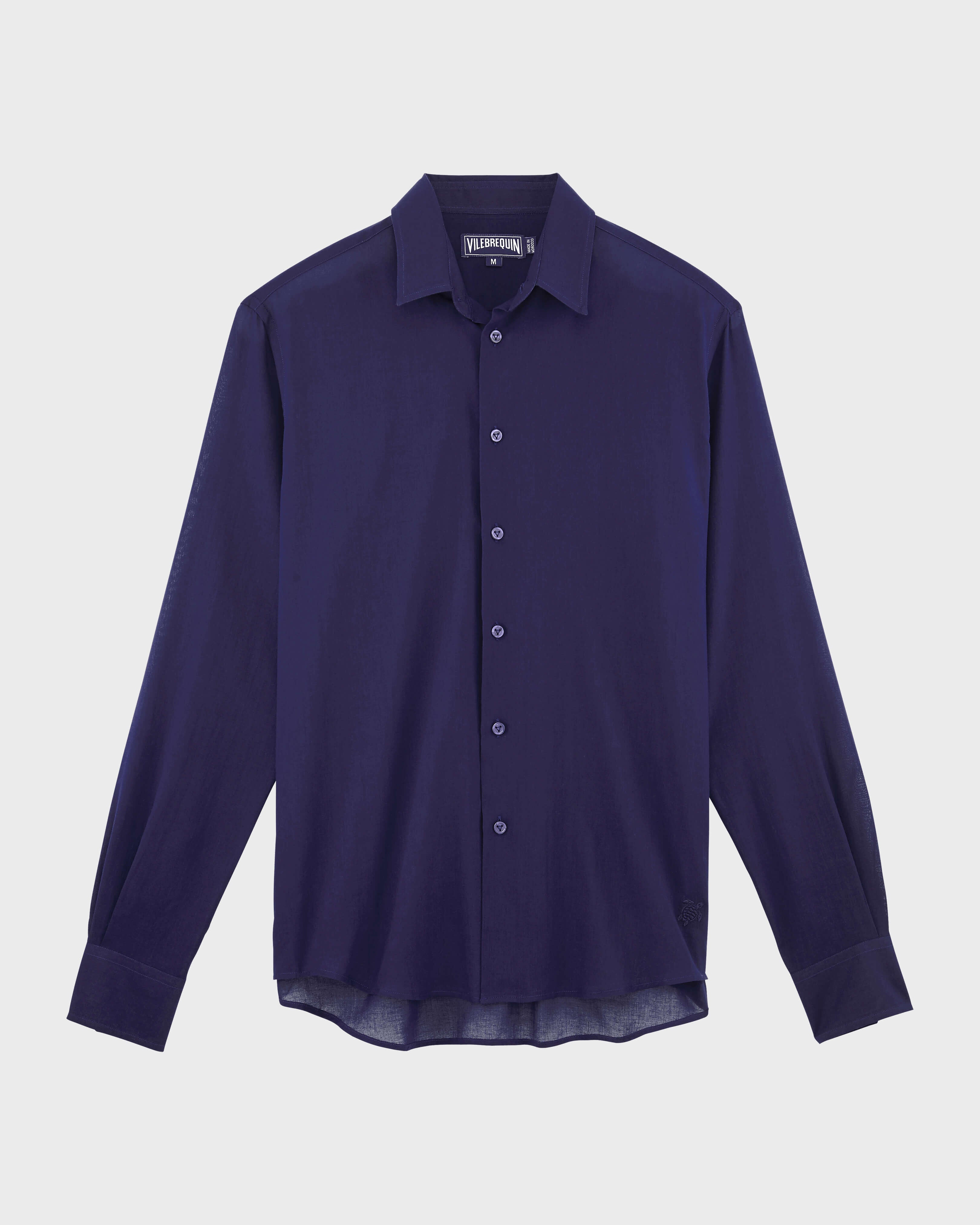 Cotton Voile Lightweight Shirt Solid - Blue Navy / Vilebrequin On sale