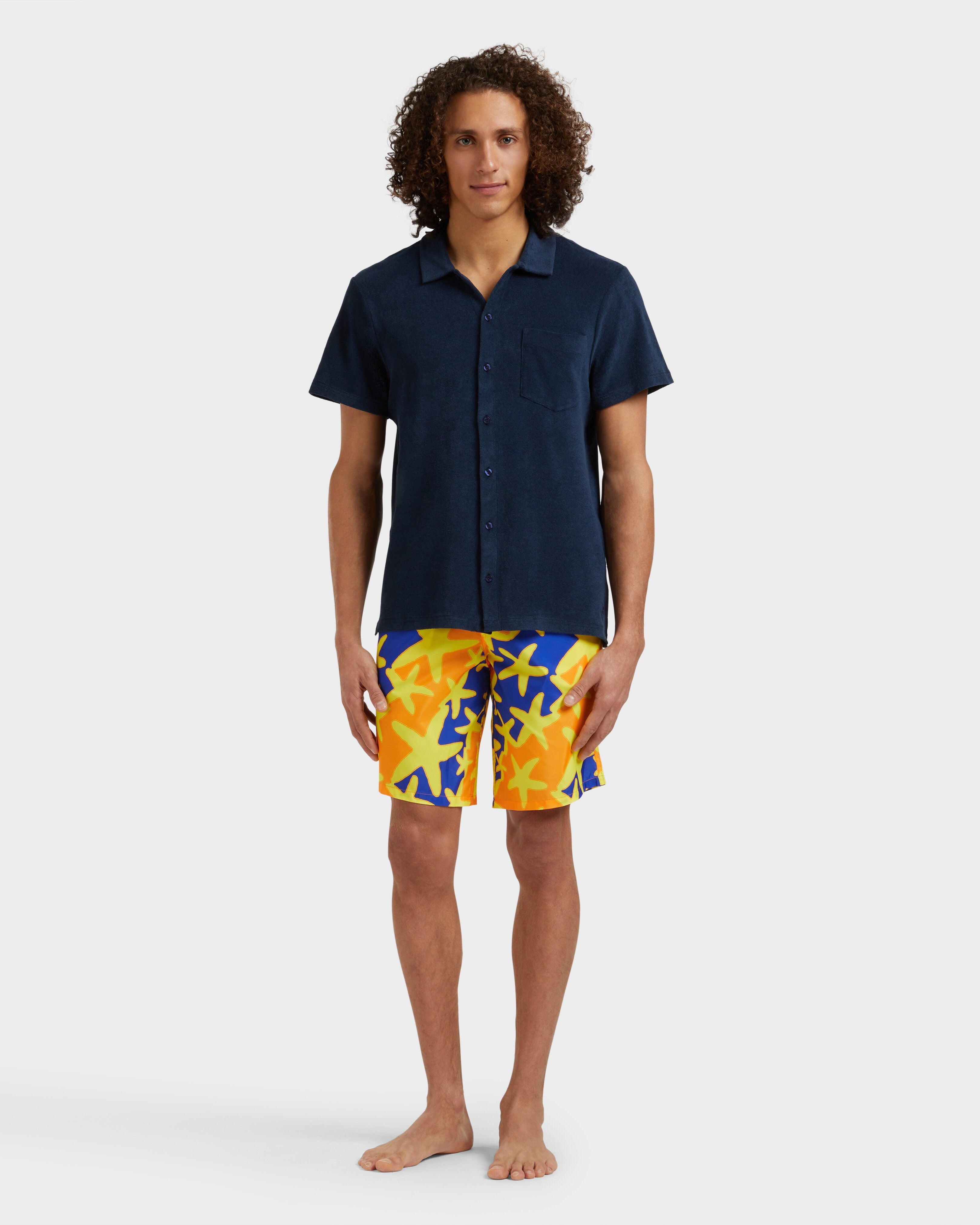 Cotton Bowling Shirt Solid - Blue Navy Shirt / Vilebrequin New