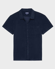 Cotton Bowling Shirt Solid - Blue Navy Shirt / Vilebrequin New