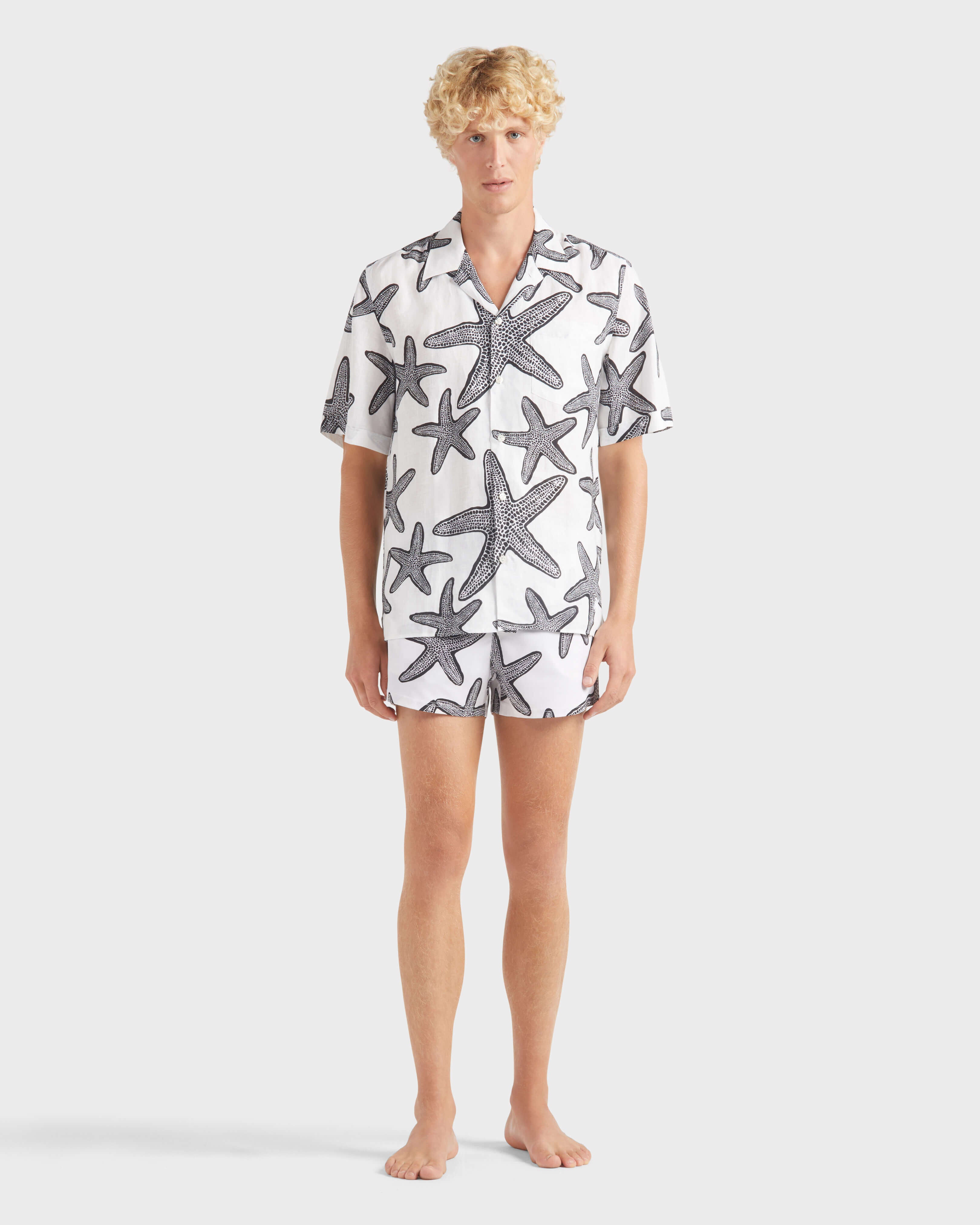 Linen Bowling Shirt Starlettes - White / Vilebrequin Sale