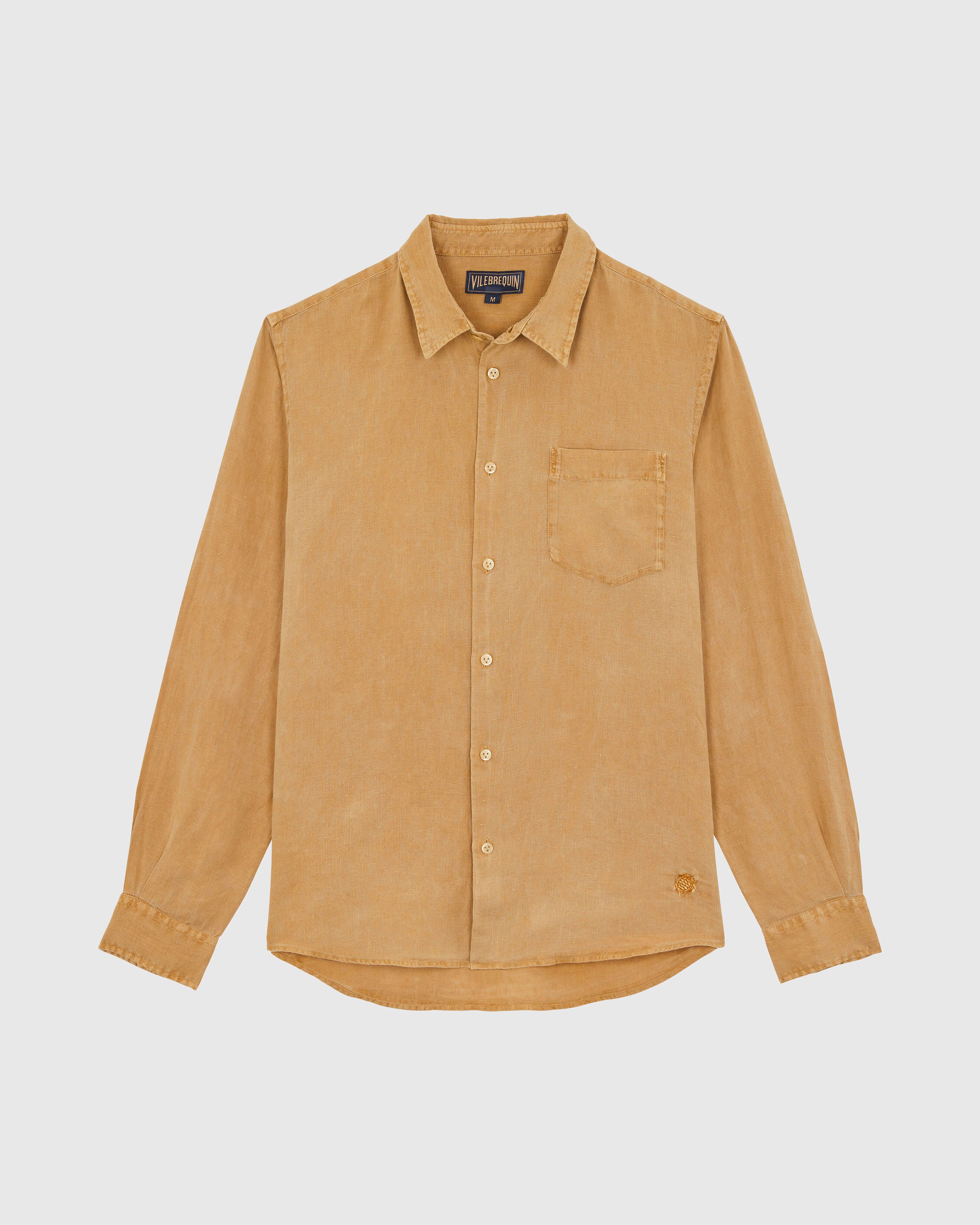 Linen Shirt Natural dye - Brown Mocha / Vilebrequin On sale