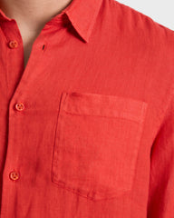 Linen Shirt Solid - Red Dalia / Vilebrequin Discount