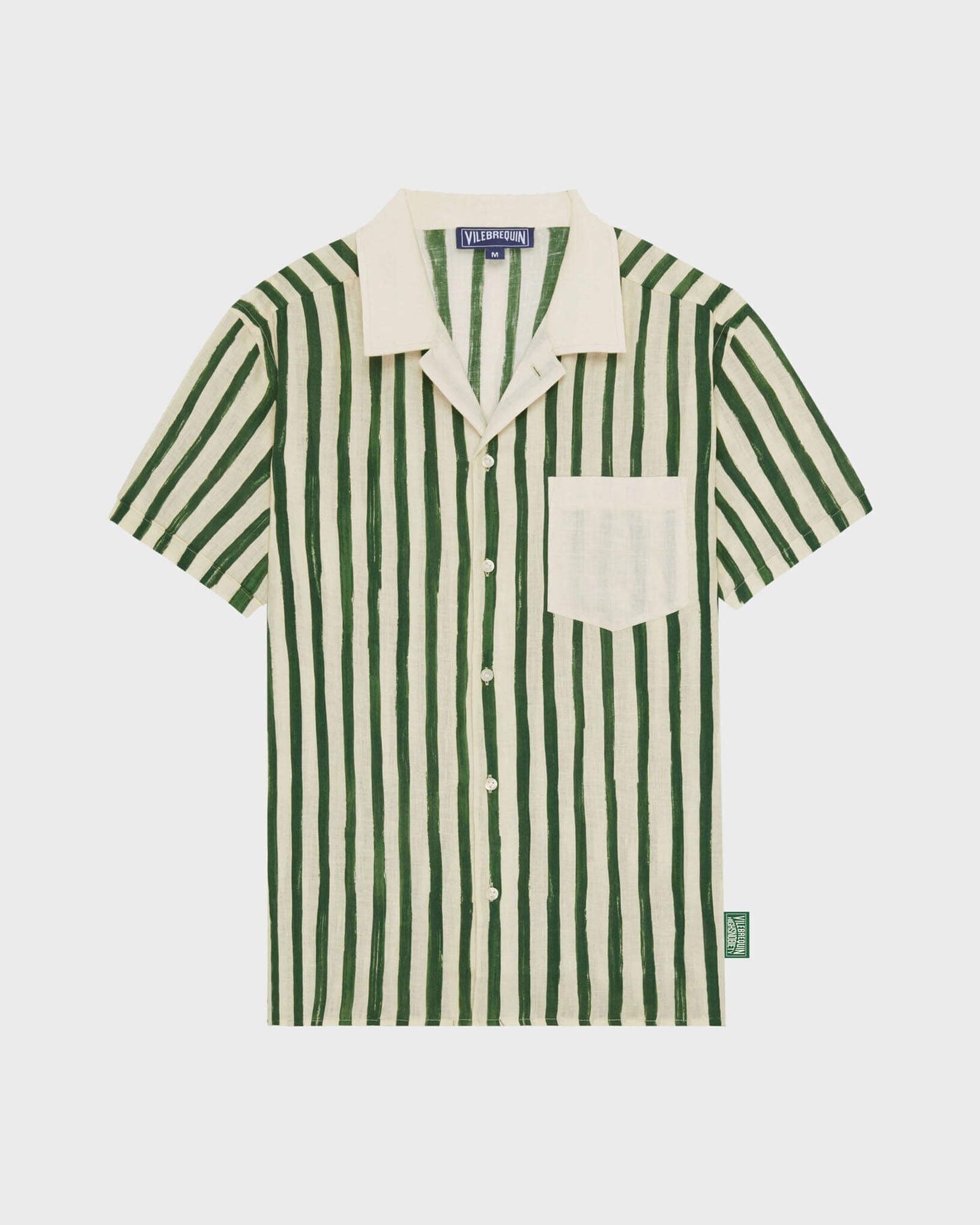 Linen Bowling Shirt HS Stripes - Vilebrequin x Highsnobiety - Green Garden Website | HARZ3U50 / Vilebrequin Sale