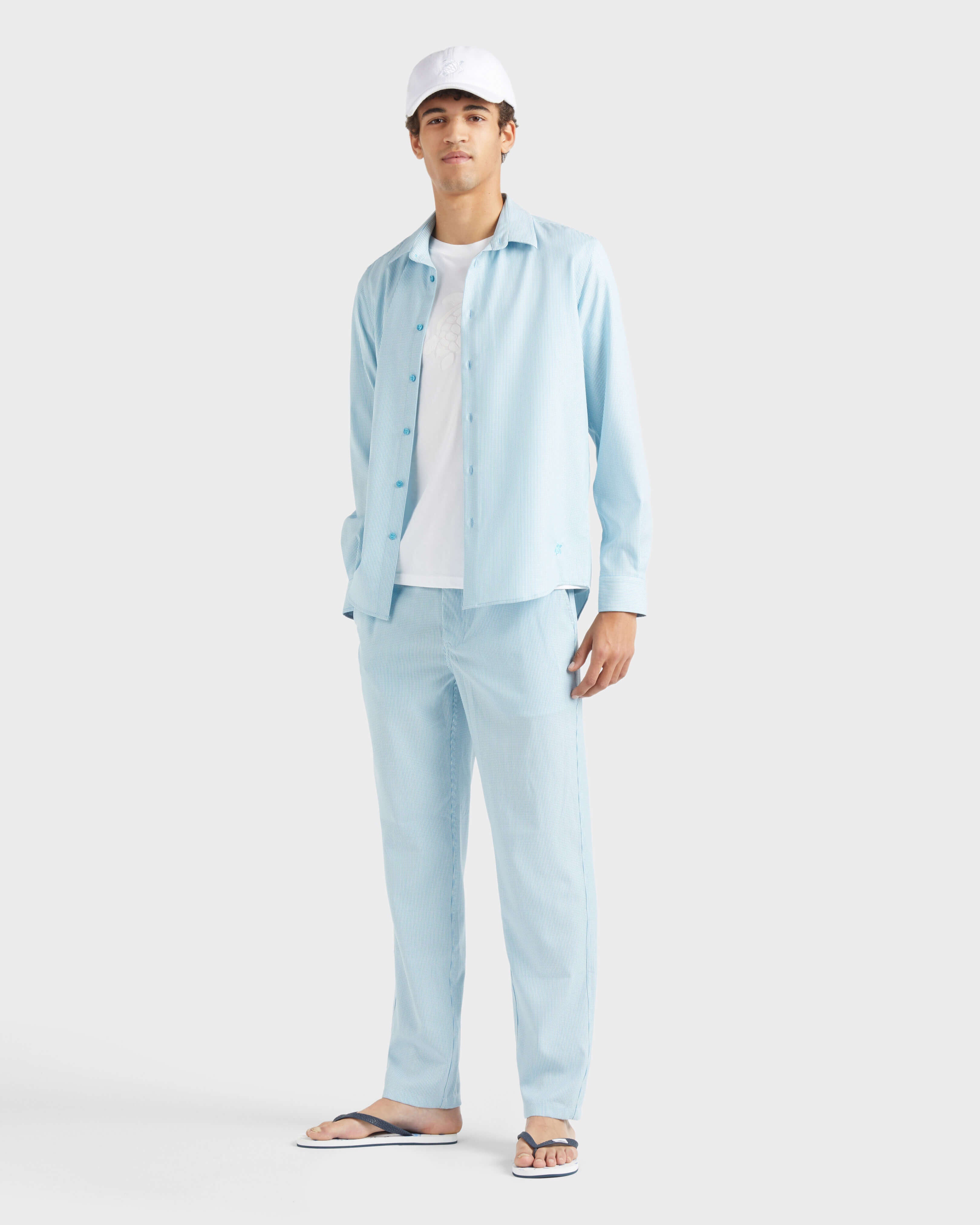 Wool Shirt Micro Rayures Tailoring - Blue topaz / Vilebrequin US