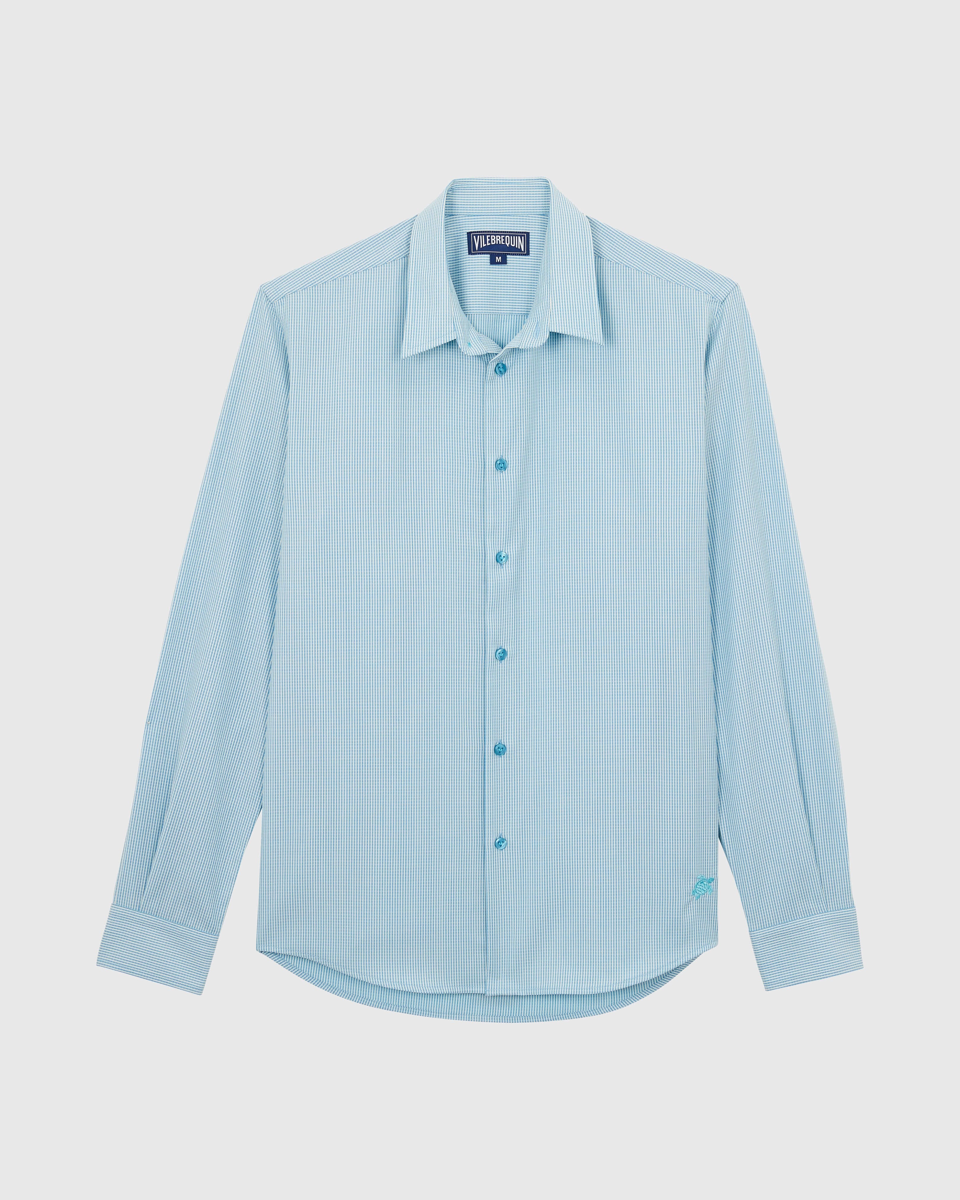 Wool Shirt Micro Rayures Tailoring - Blue topaz / Vilebrequin US