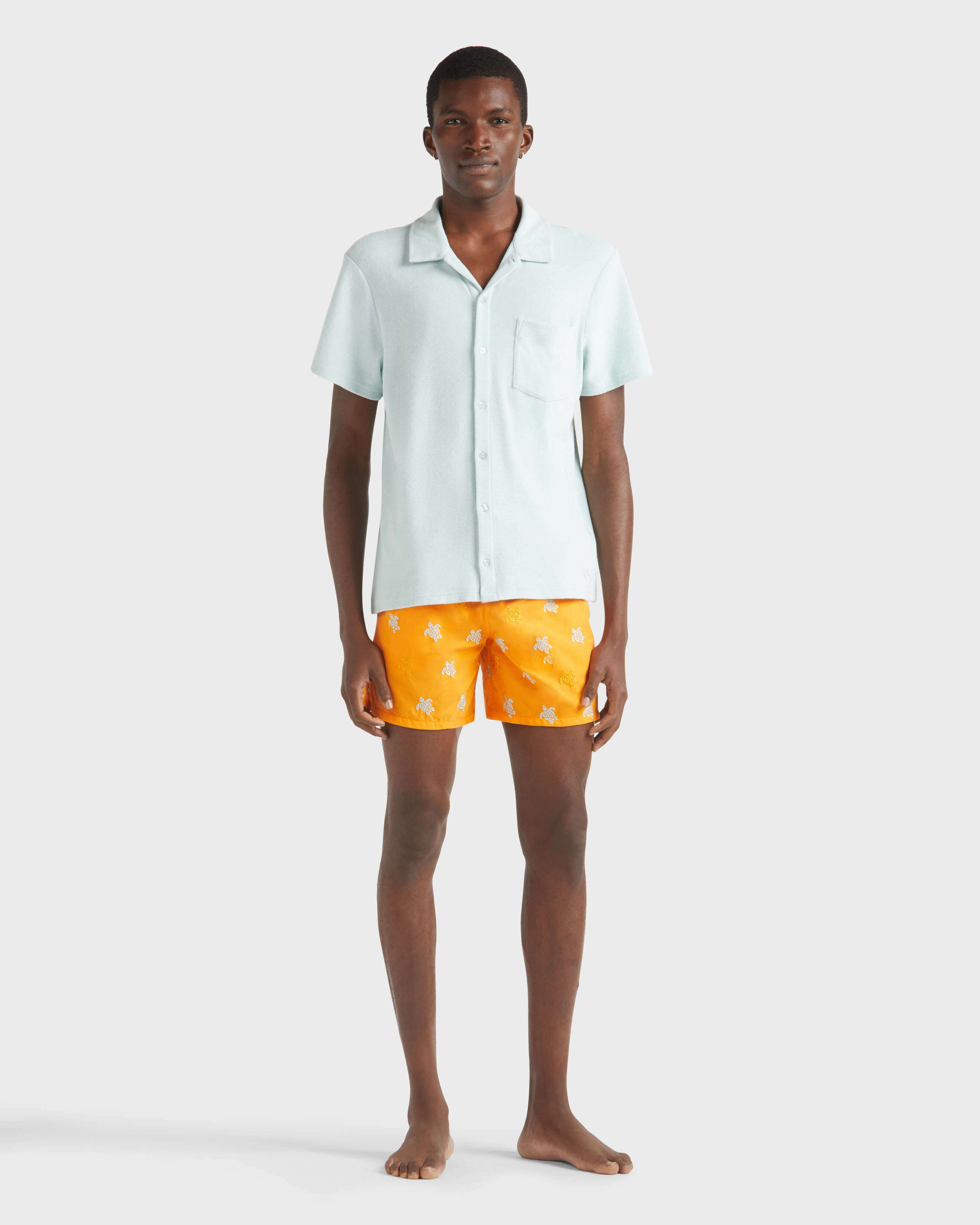 Cotton Bowling Shirt Solid - Blue Pacific Shirt / Vilebrequin New