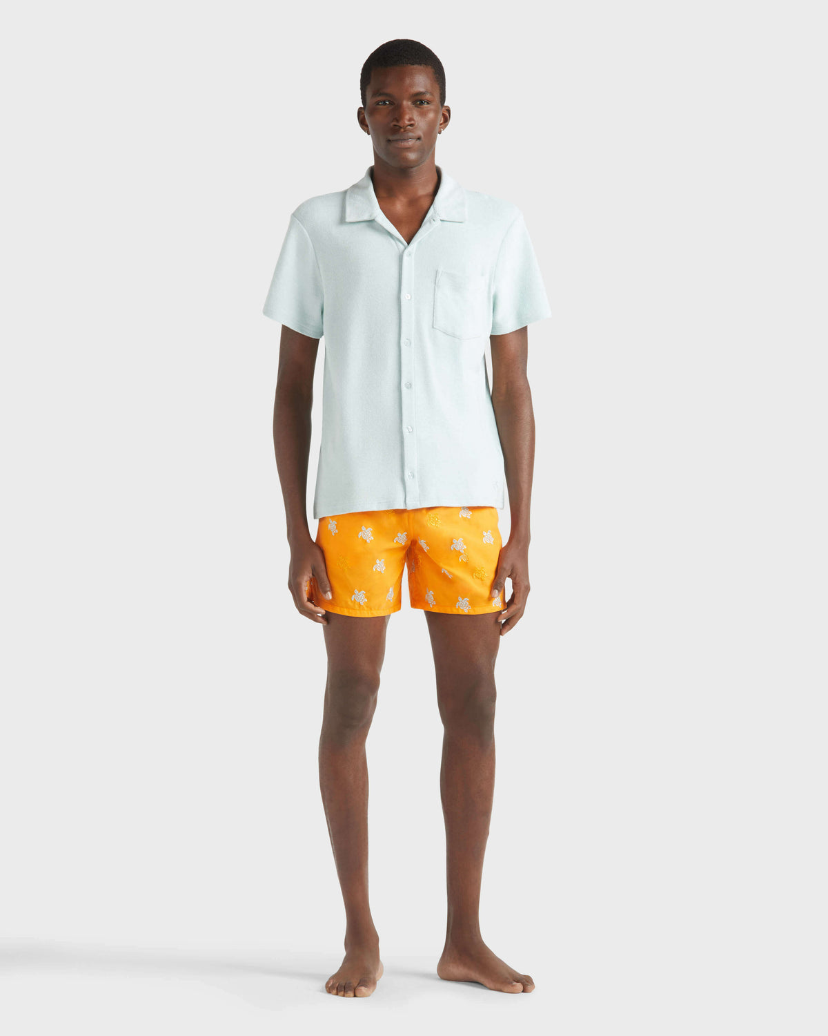 Cotton Bowling Shirt Solid - Blue Pacific Shirt / Vilebrequin New
