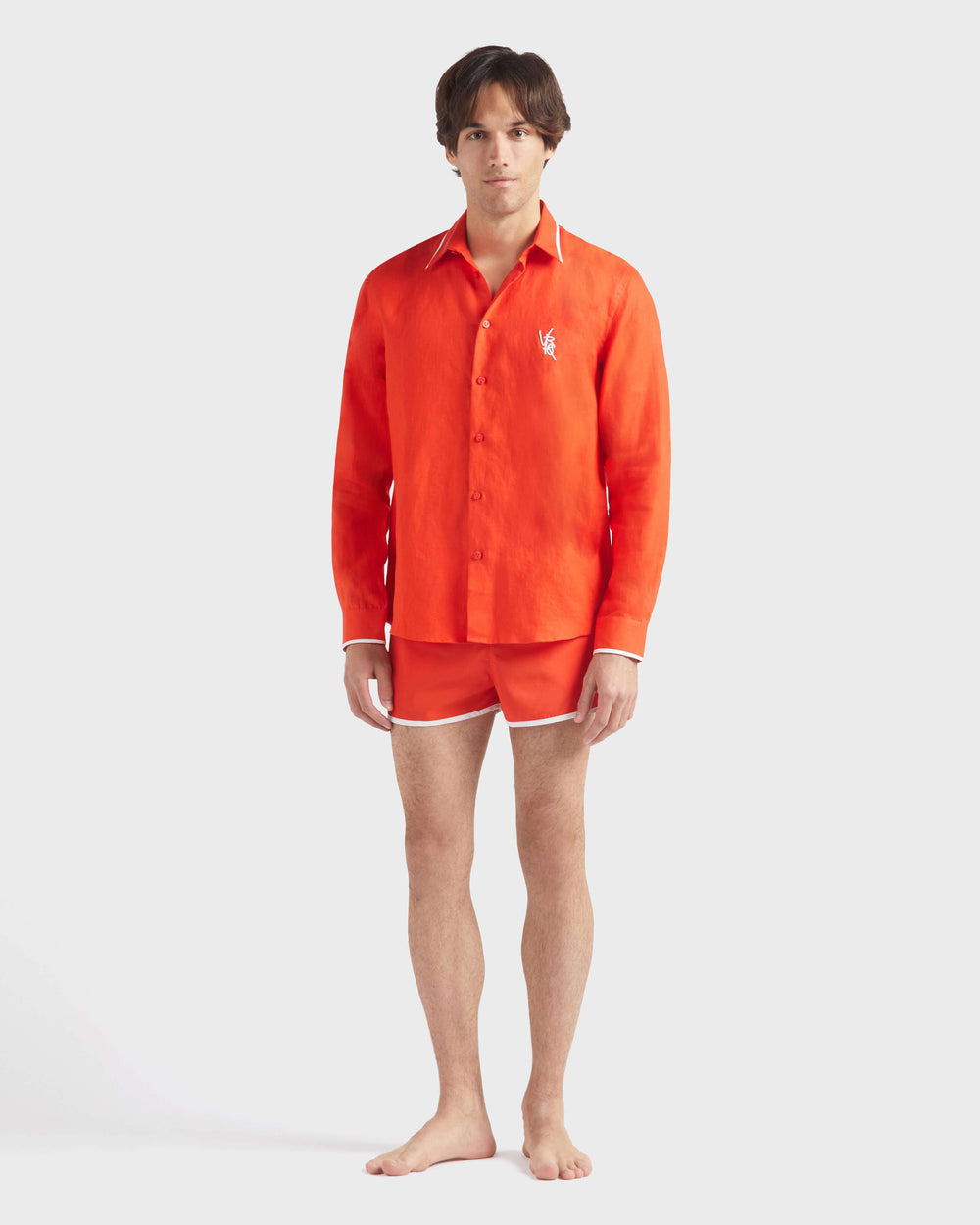 Linen Shirt VBQ Line - Poppy red / Vilebrequin For sale