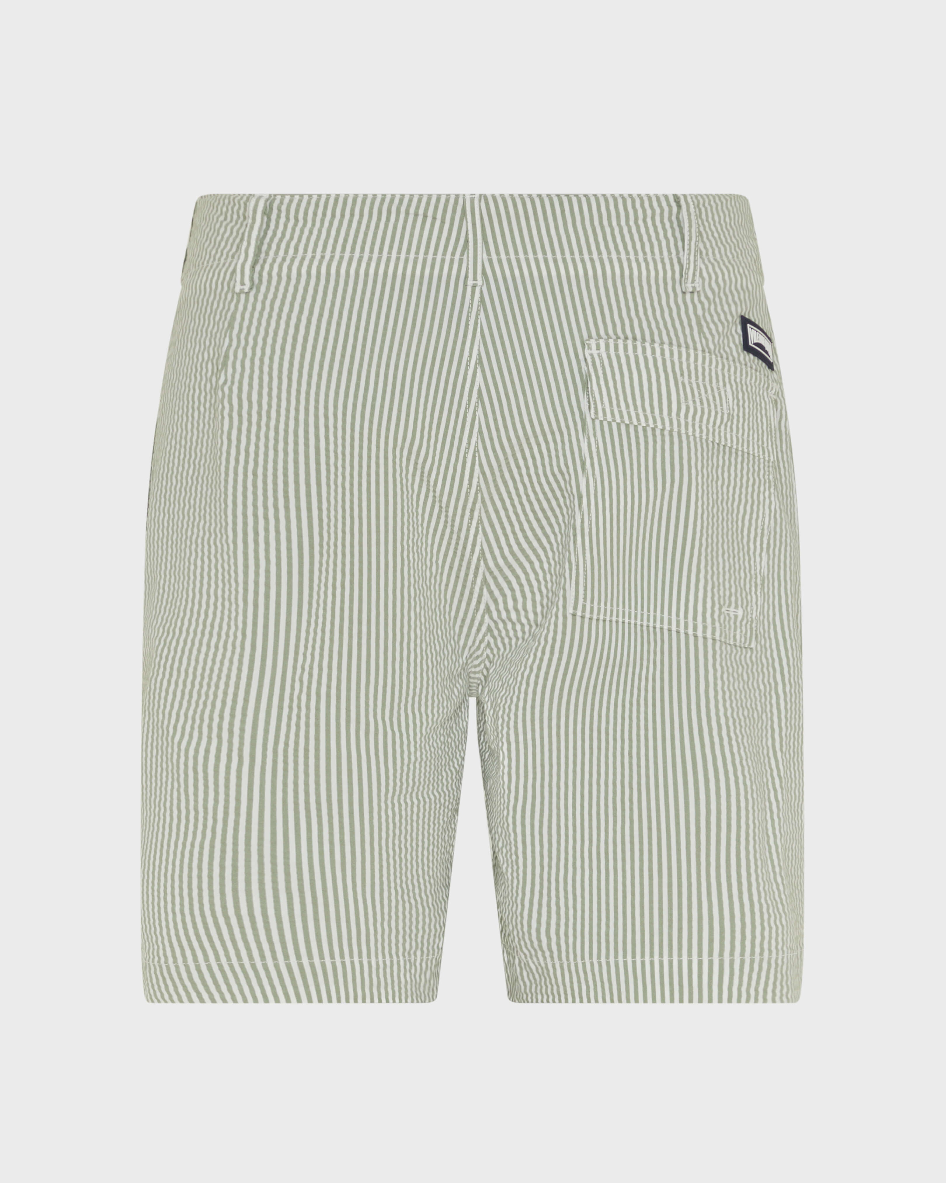 Stretch Cotton Bermuda Shorts Seersuckers Stripes - Green Khaki / Vilebrequin Outlet