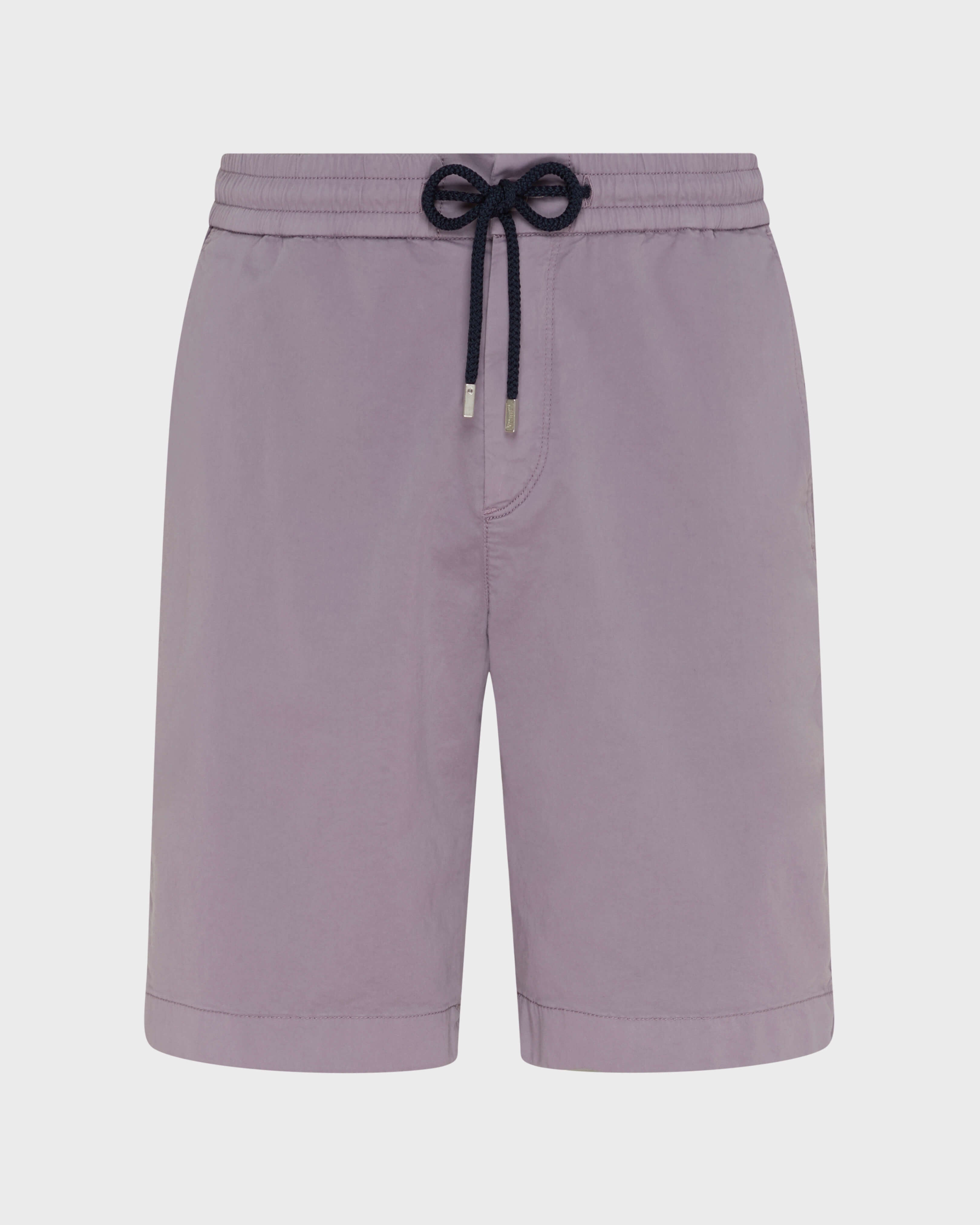 Satin Cotton Elastic waist Bermuda Shorts Solid - Purple Ouragan / Vilebrequin US