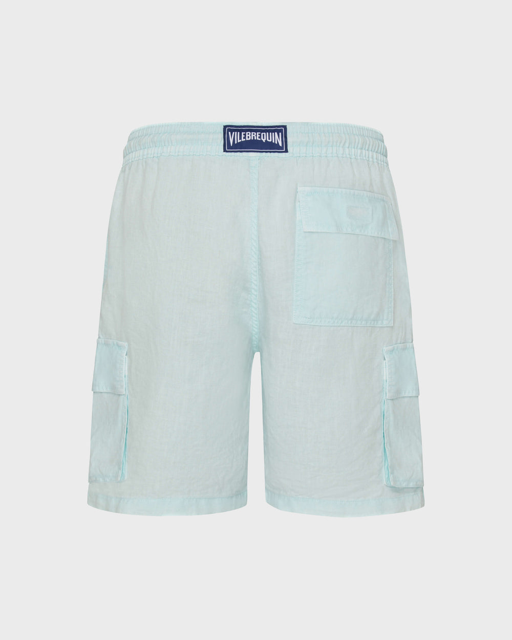 Linen Bermuda Shorts Cargo Pockets Natural Dye - Blue Pacific / Vilebrequin Online