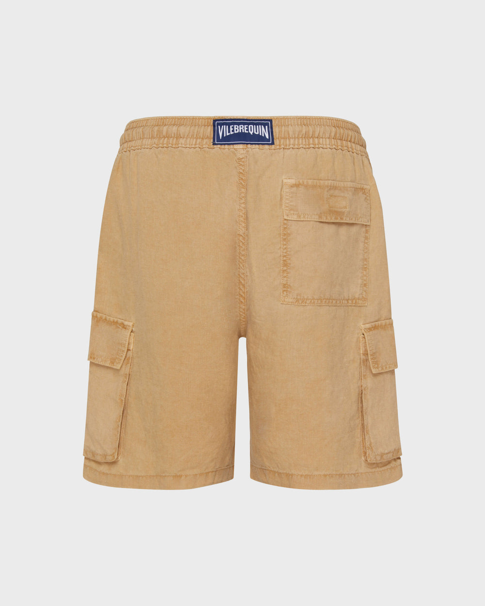Linen Bermuda Shorts Cargo Pockets Natural Dye - Brown Mocha / Vilebrequin On sale