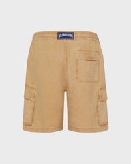 Linen Bermuda Shorts Cargo Pockets Natural Dye - Brown Mocha / Vilebrequin On sale