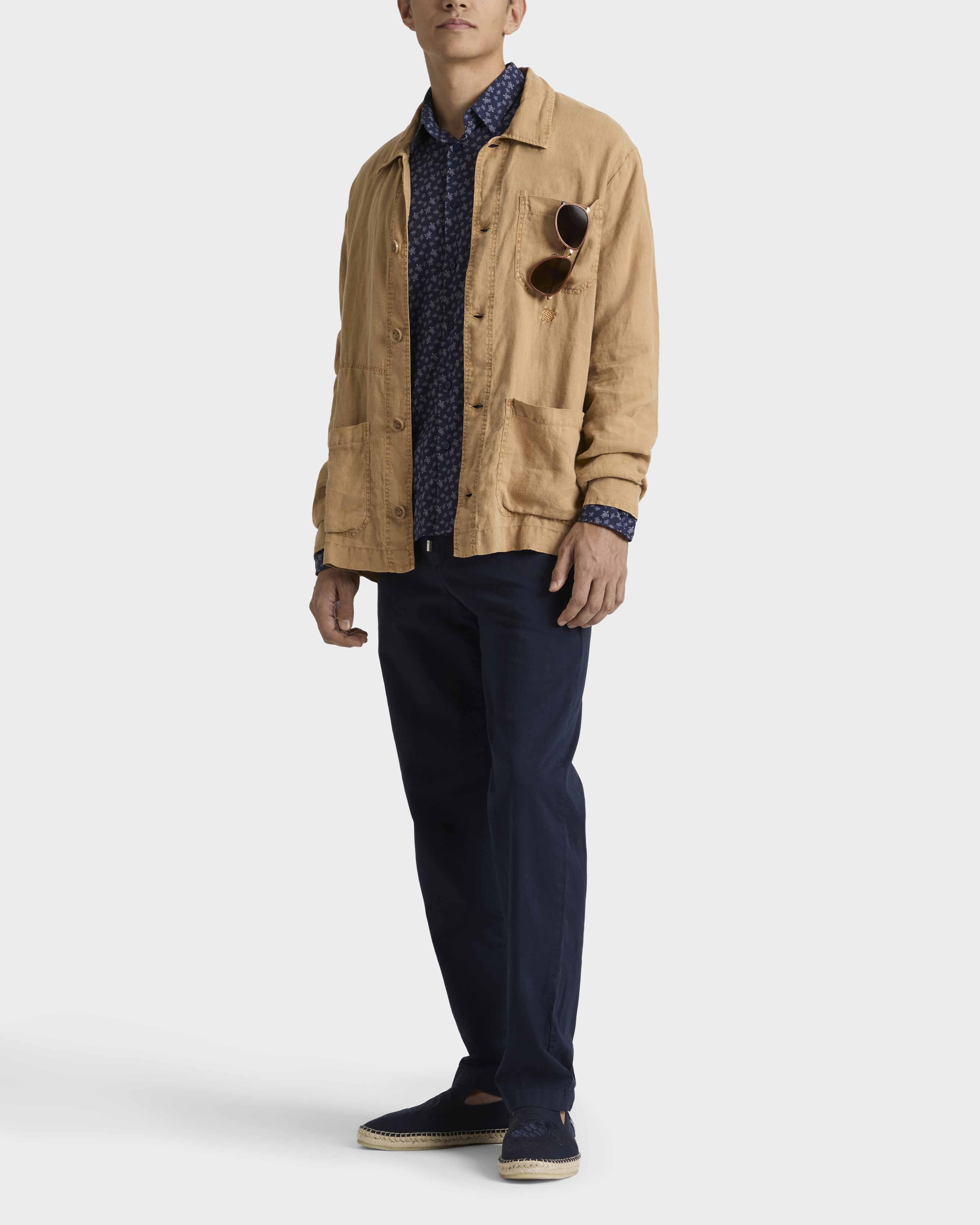 Linen Overshirt Mineral Dye Color - Brown Mocha / Vilebrequin Sale