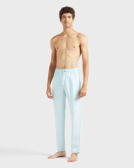 Linen Pants Regular Fit Solid - Blue Pacific / Vilebrequin On sale
