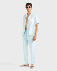 Linen Pants Regular Fit Solid - Blue Pacific / Vilebrequin On sale
