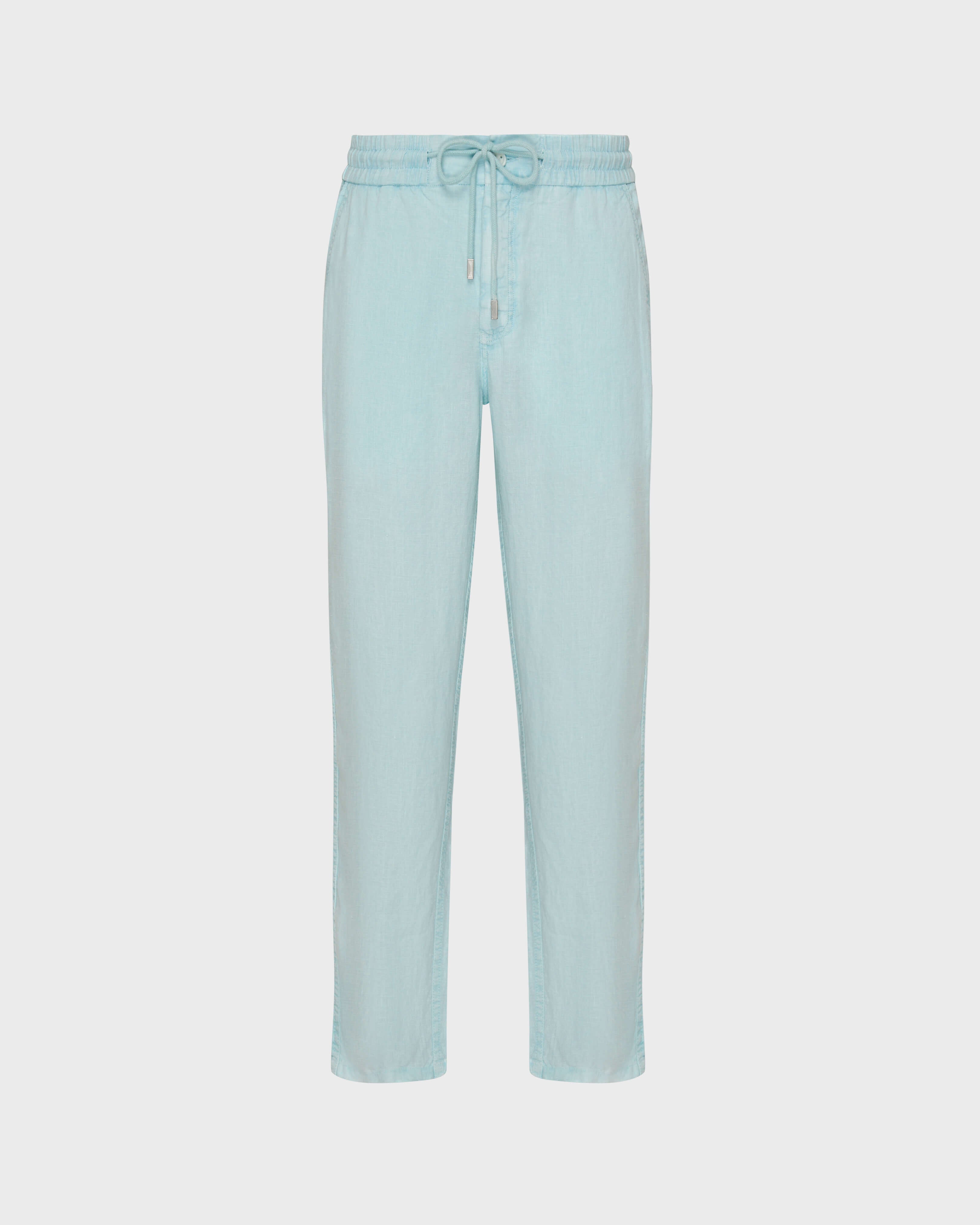 Linen Pants Regular Fit Solid - Blue Pacific / Vilebrequin On sale