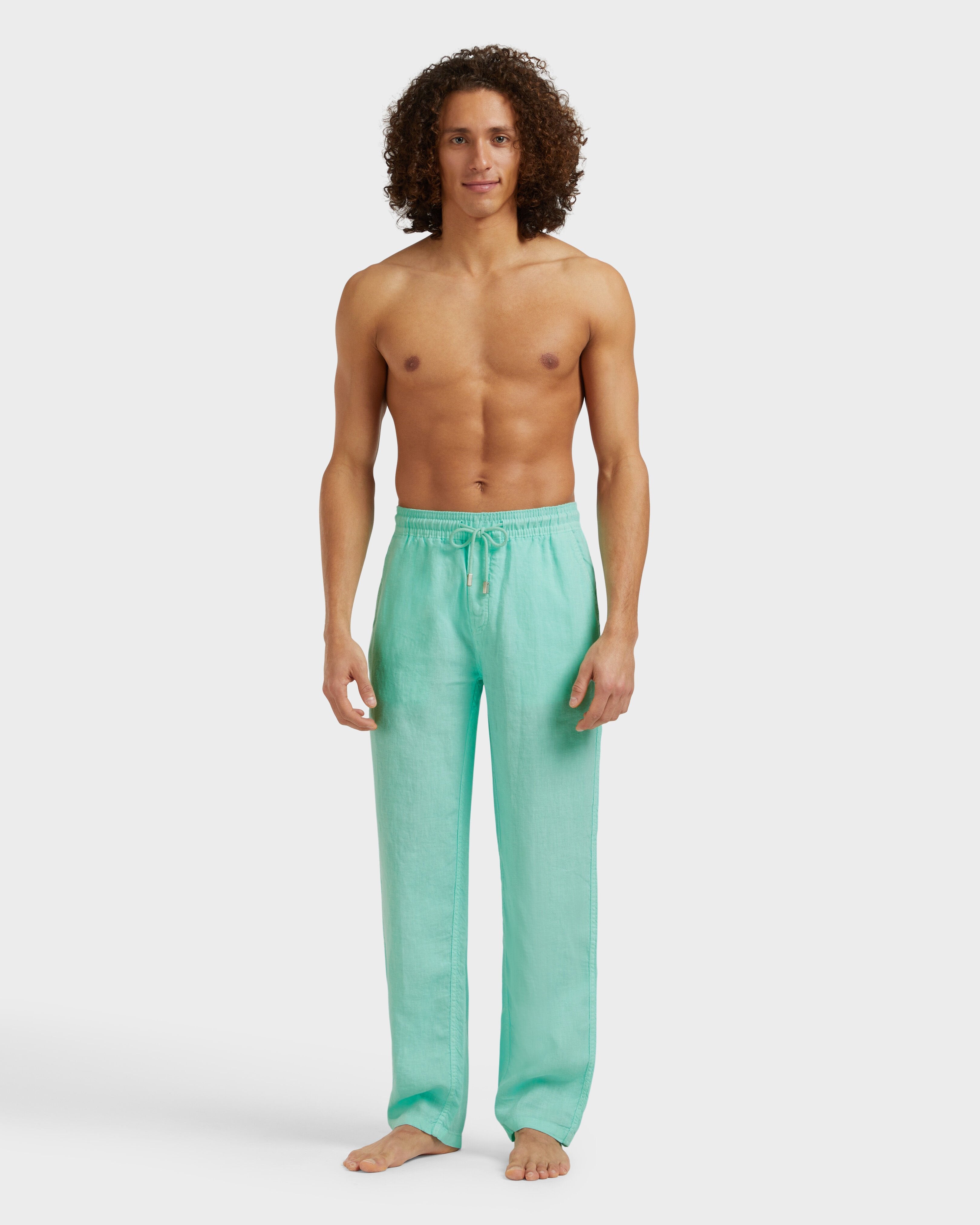 Linen Pants Solid - Green Caribbean / Vilebrequin For sale