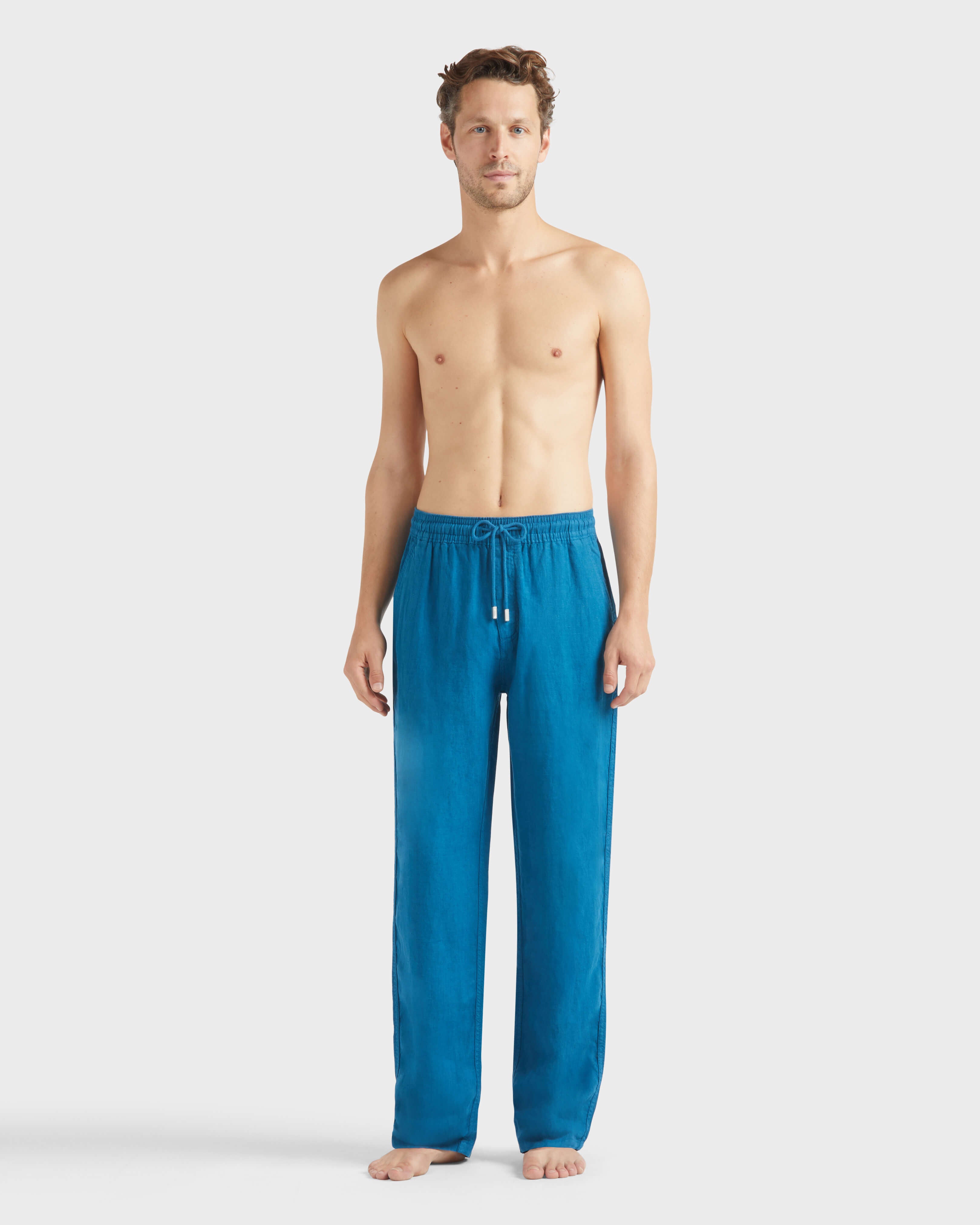 Linen Pants Solid - Blue Peacock / Vilebrequin Discount