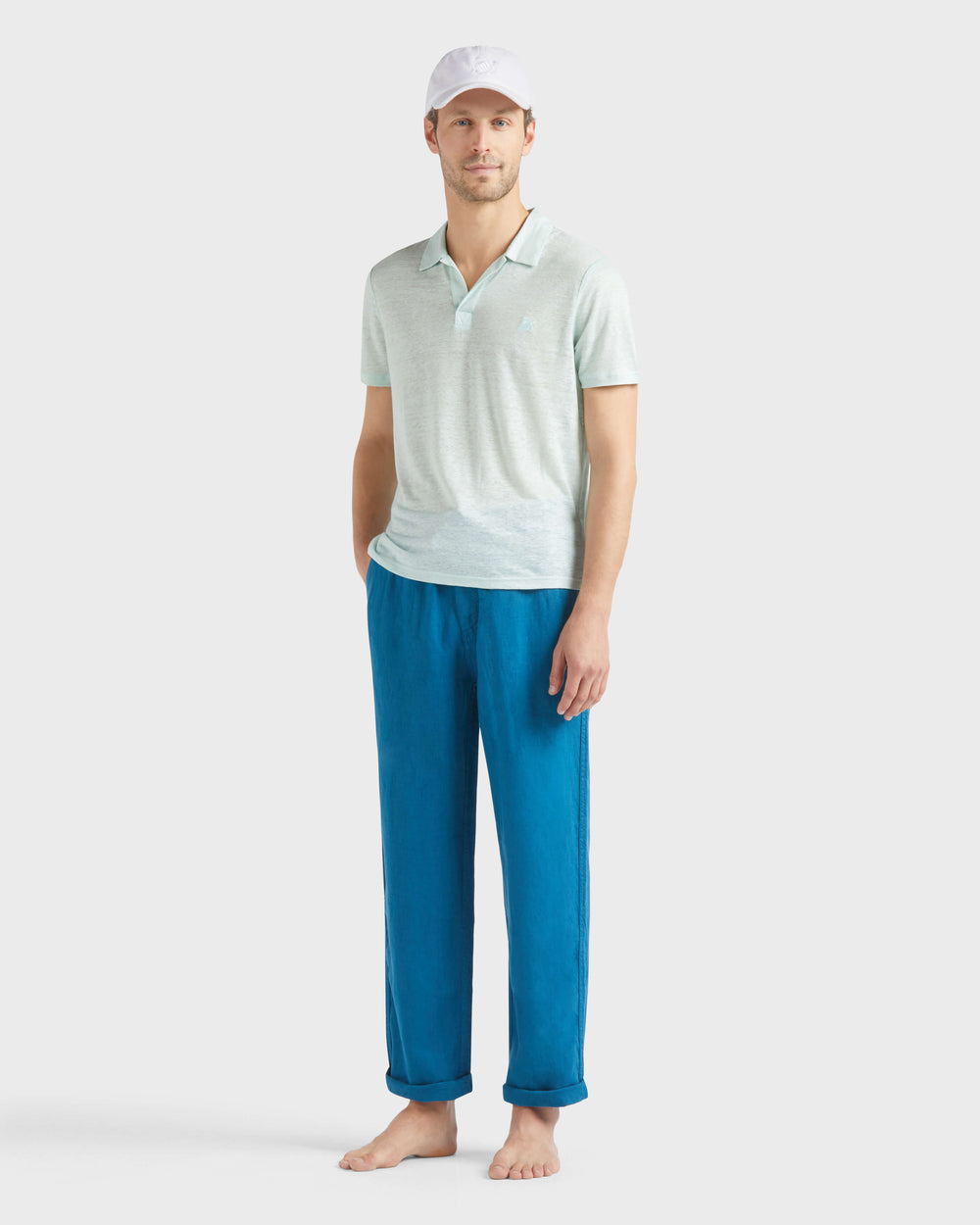 Linen Pants Solid - Blue Peacock / Vilebrequin Discount