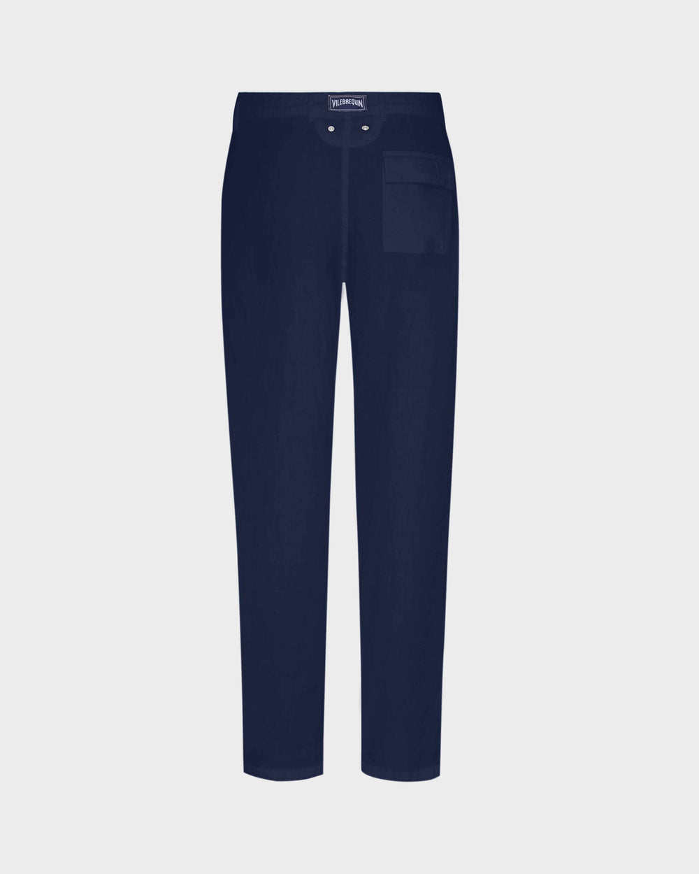Straight Linen Pants Solid - Blue Navy Pants / Vilebrequin Outlet
