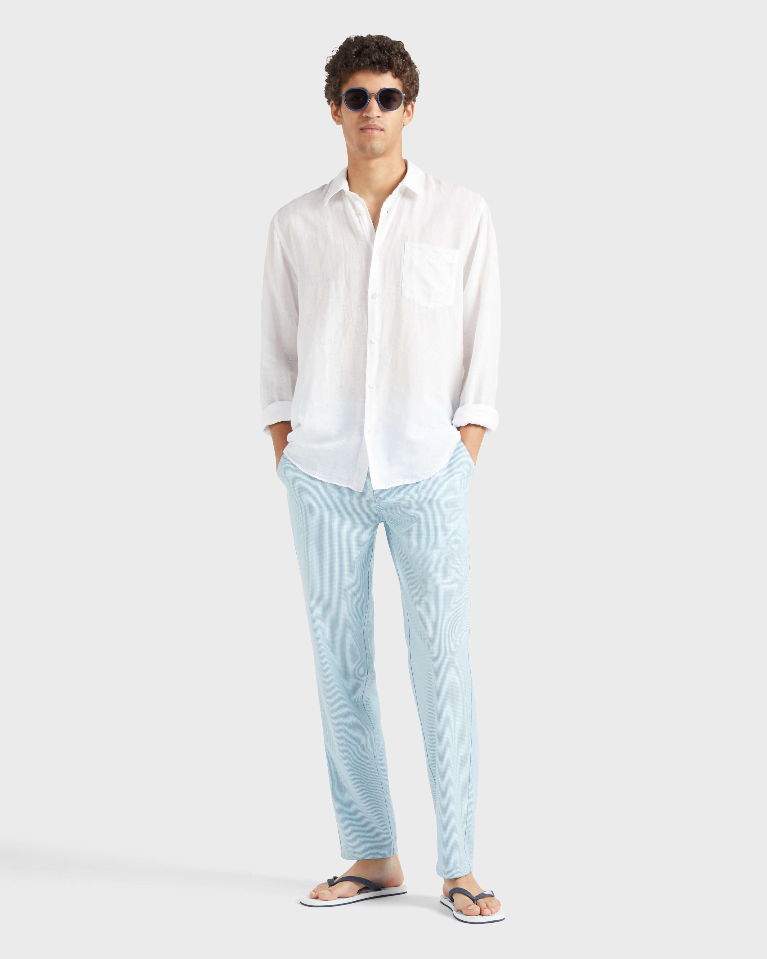 Wool Regular Pants Micro Rayures Tailoring - Blue topaz / Vilebrequin For sale
