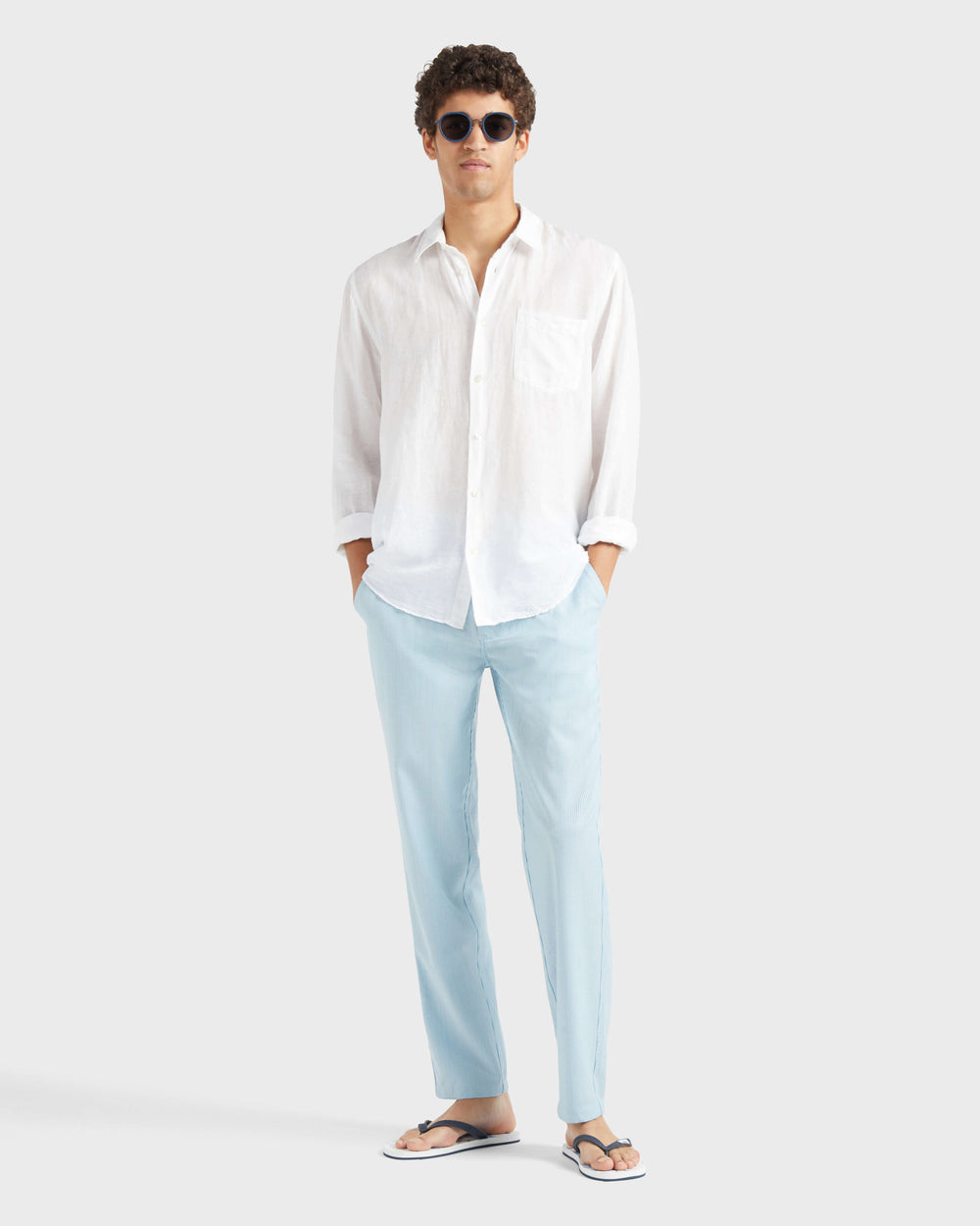 Wool Regular Pants Micro Rayures Tailoring - Blue topaz / Vilebrequin For sale