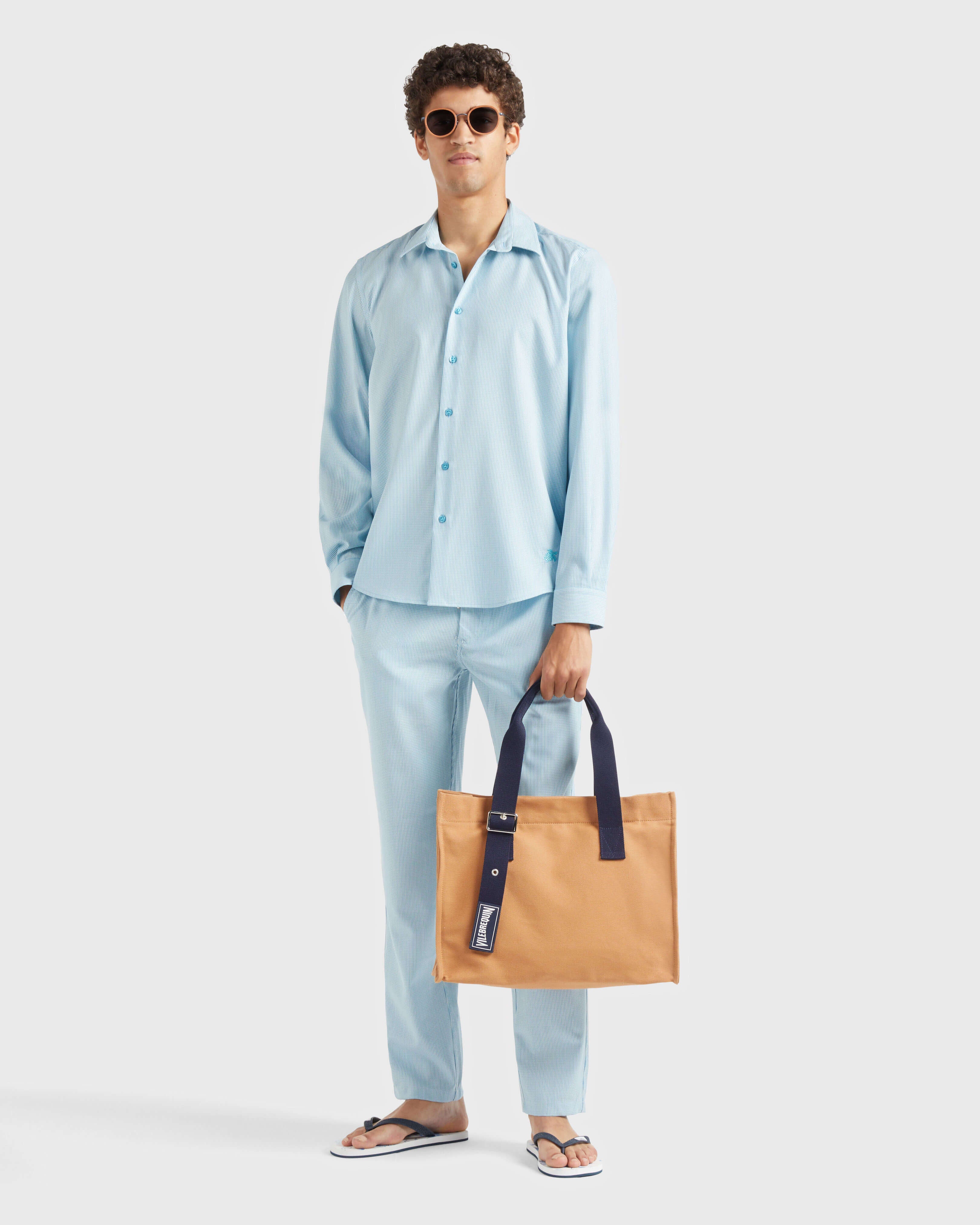 Wool Regular Pants Micro Rayures Tailoring - Blue topaz / Vilebrequin For sale