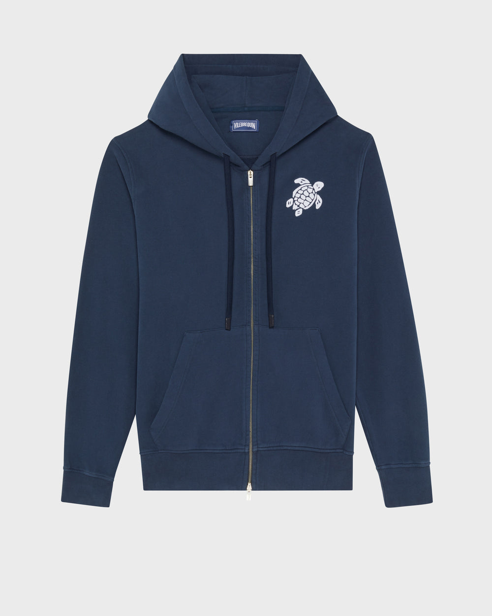 Cotton Full Zip Cardigan Big Turtle Embroidery - Blue Navy / Vilebrequin US