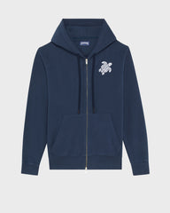 Cotton Full Zip Cardigan Big Turtle Embroidery - Blue Navy / Vilebrequin US
