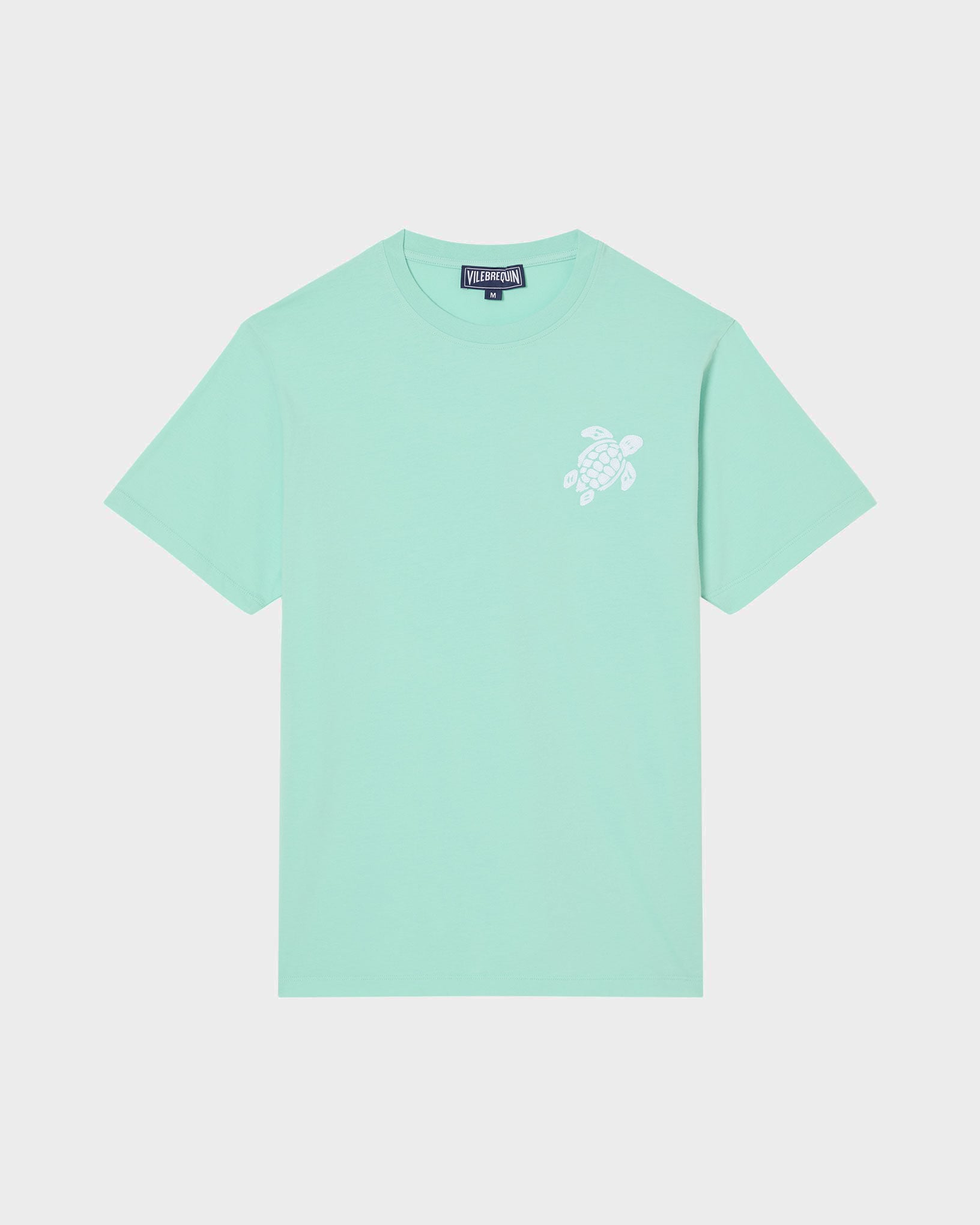 Organic Cotton T-shirt Big Turtle Embroidery - Green Caribbean / Vilebrequin New