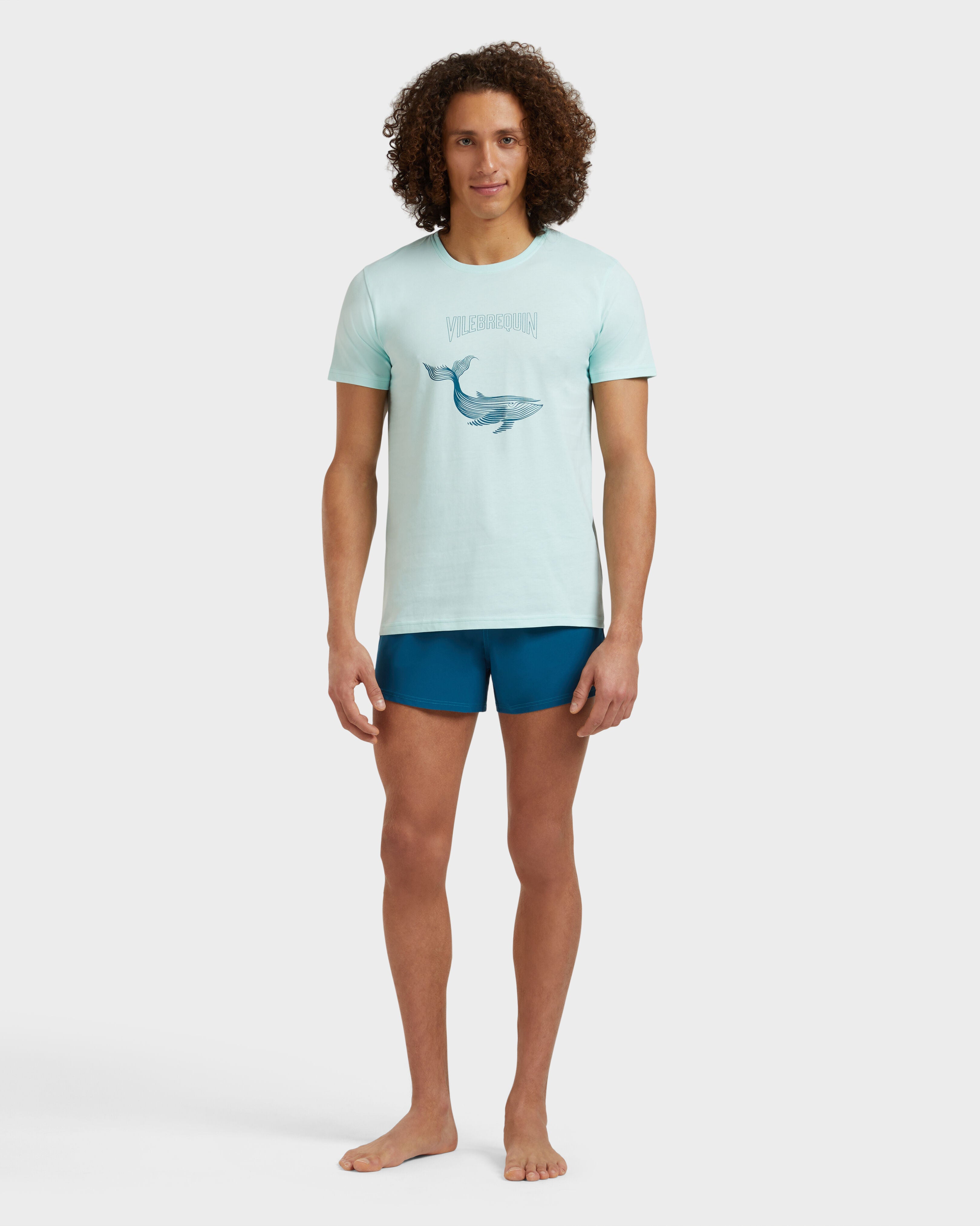 Organic Cotton T-shirt Whales - Blue note / Vilebrequin Sale