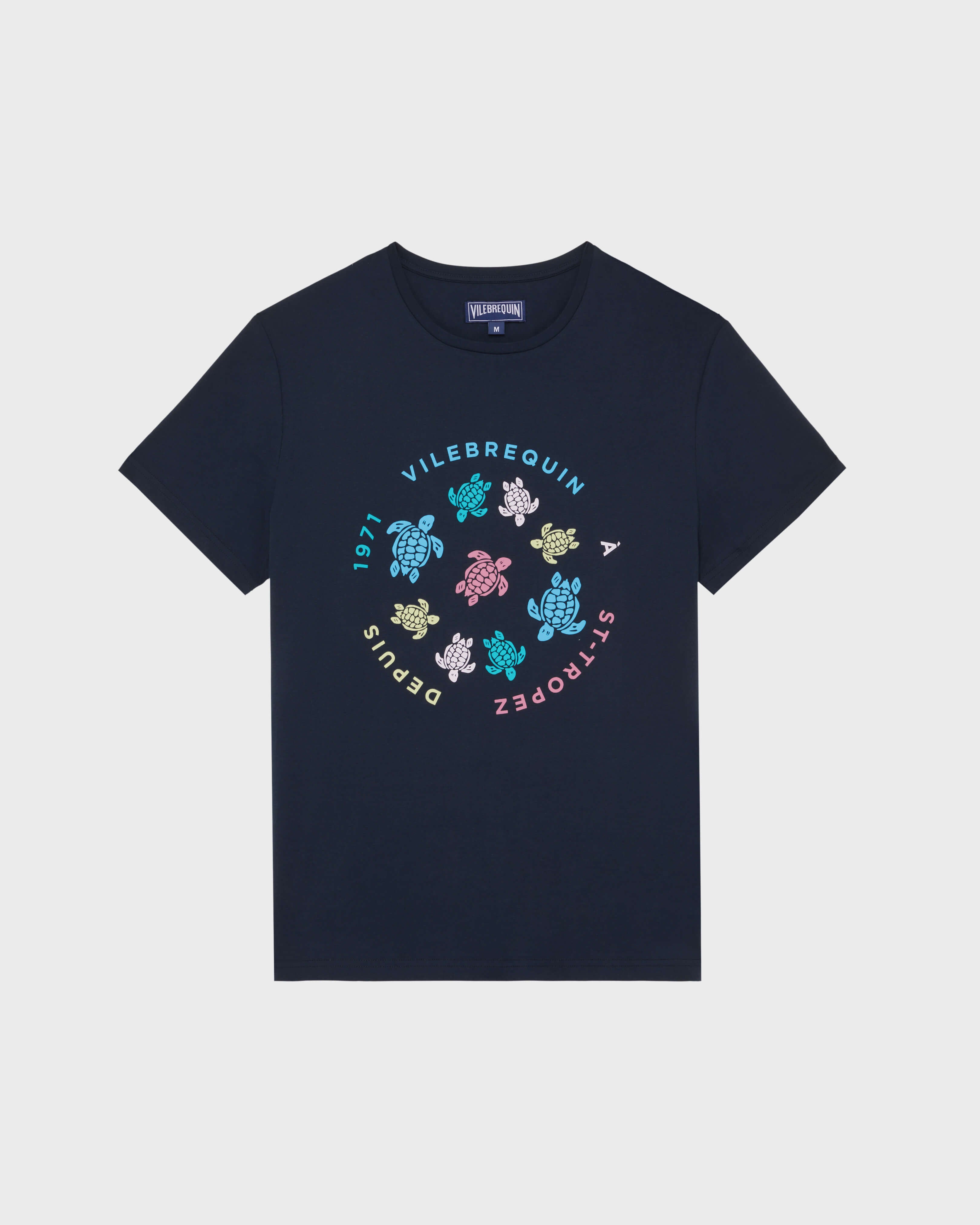 Cotton T-Shirt Tortues Multicolores - Blue Navy / Vilebrequin On sale