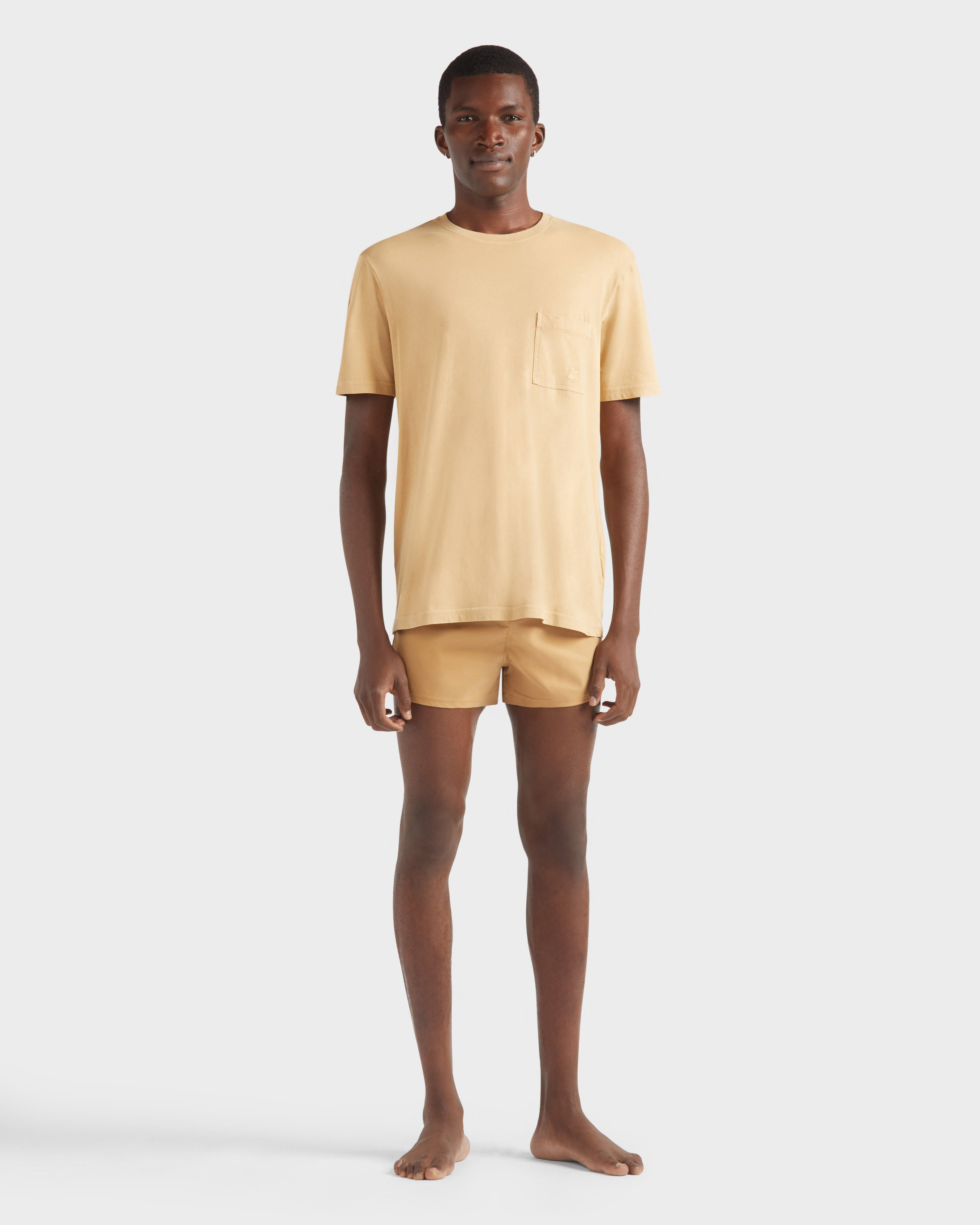 Solid Organic cotton T-shirt Natural Colors - Brown Mocha / Vilebrequin Discount