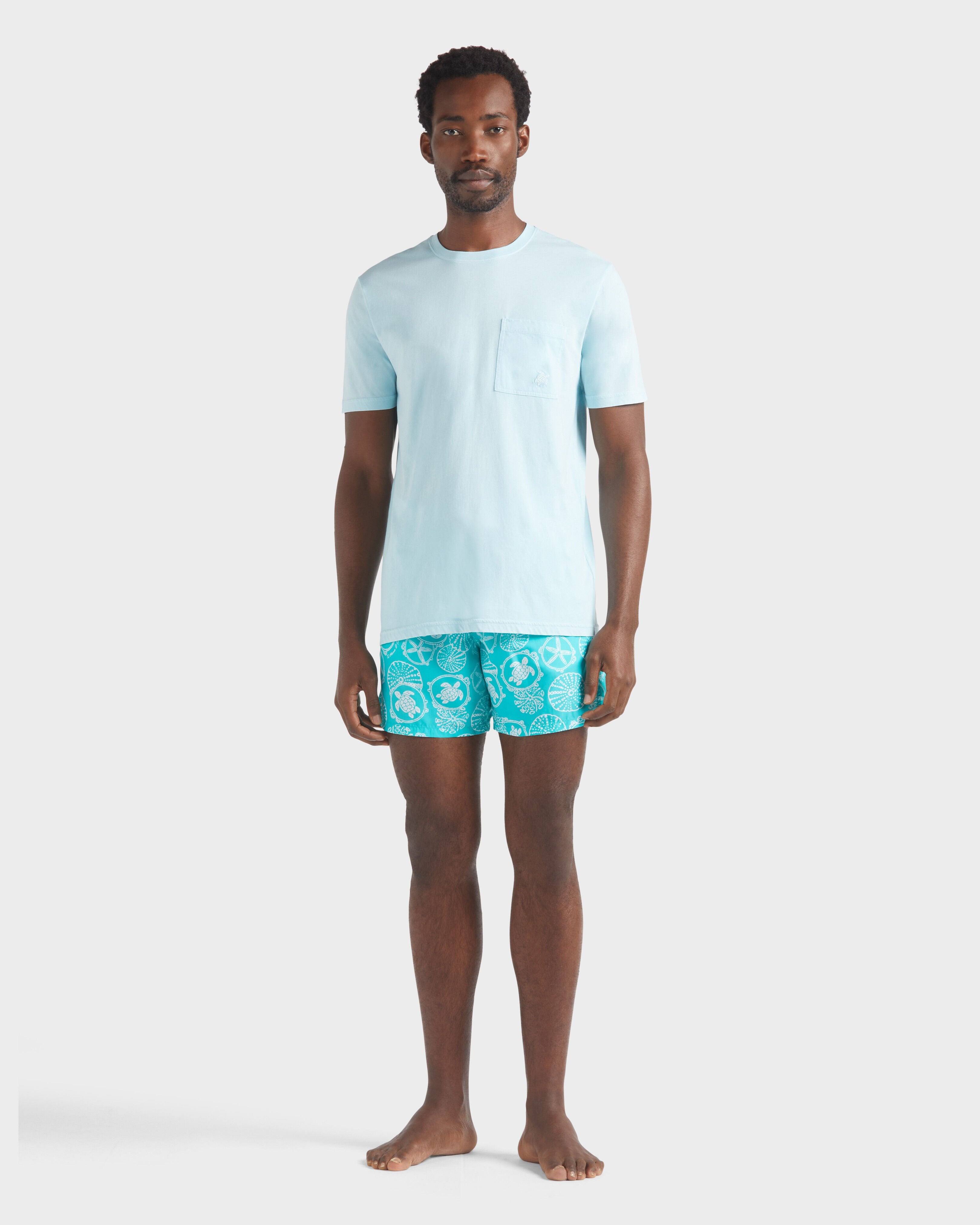 Solid Organic cotton T-shirt Natural Colors - Blue Pacific / Vilebrequin Outlet