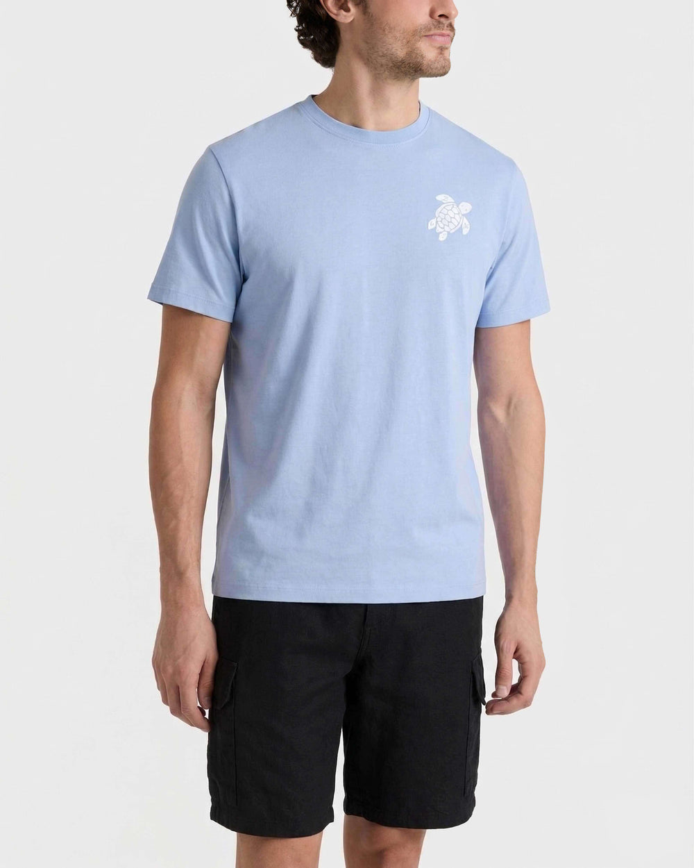 Organic Cotton T-shirt Big Turtle Embroidery - Blue Cloudy / Vilebrequin US