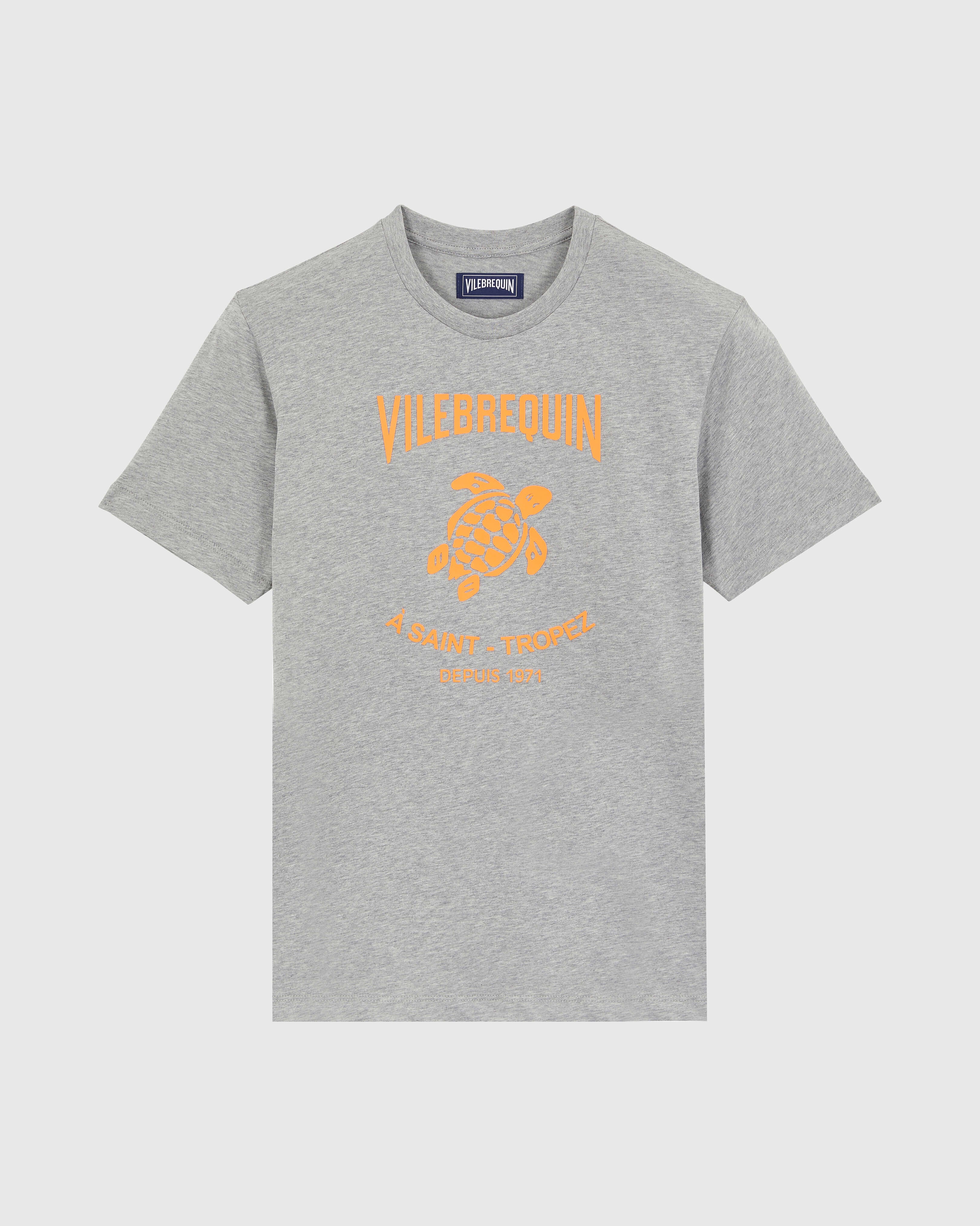 Cotton T-shirt Contrasted Placed Gomy Logo - Heather grey / Vilebrequin Sale