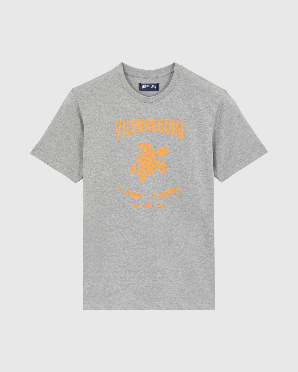 Cotton T-shirt Contrasted Placed Gomy Logo - Heather grey / Vilebrequin Sale