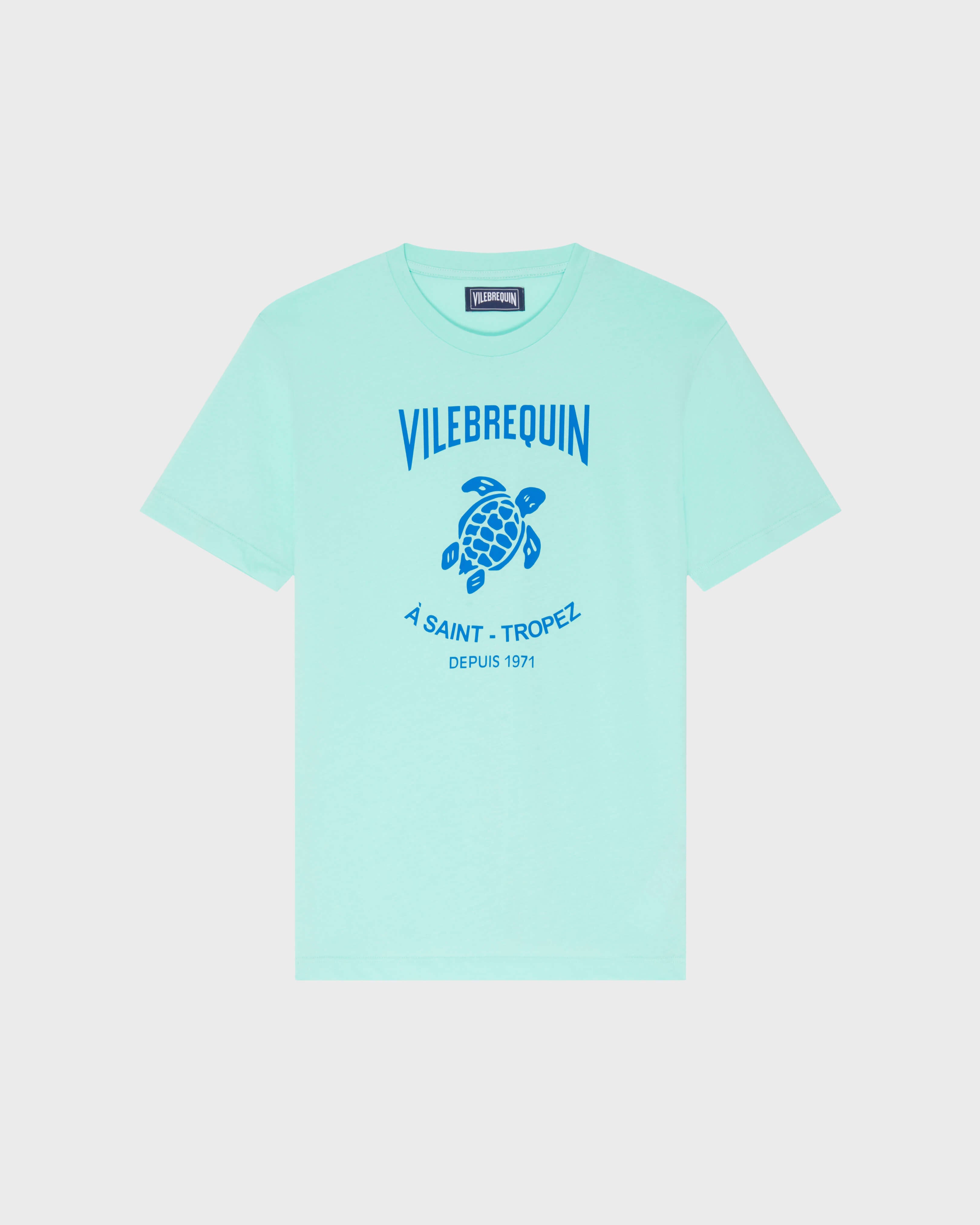 Cotton T-shirt Contrasted Placed Gomy Logo - Green Caribbean / Vilebrequin On sale