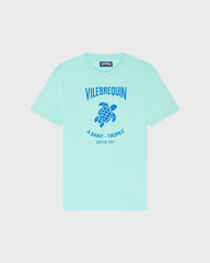 Cotton T-shirt Contrasted Placed Gomy Logo - Green Caribbean / Vilebrequin On sale