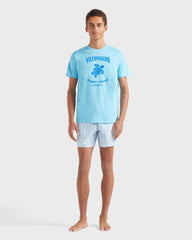 Cotton T-shirt Contrasted Placed Gomy Logo - Blue topaz / Vilebrequin For sale