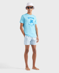 Cotton T-shirt Contrasted Placed Gomy Logo - Blue topaz / Vilebrequin For sale