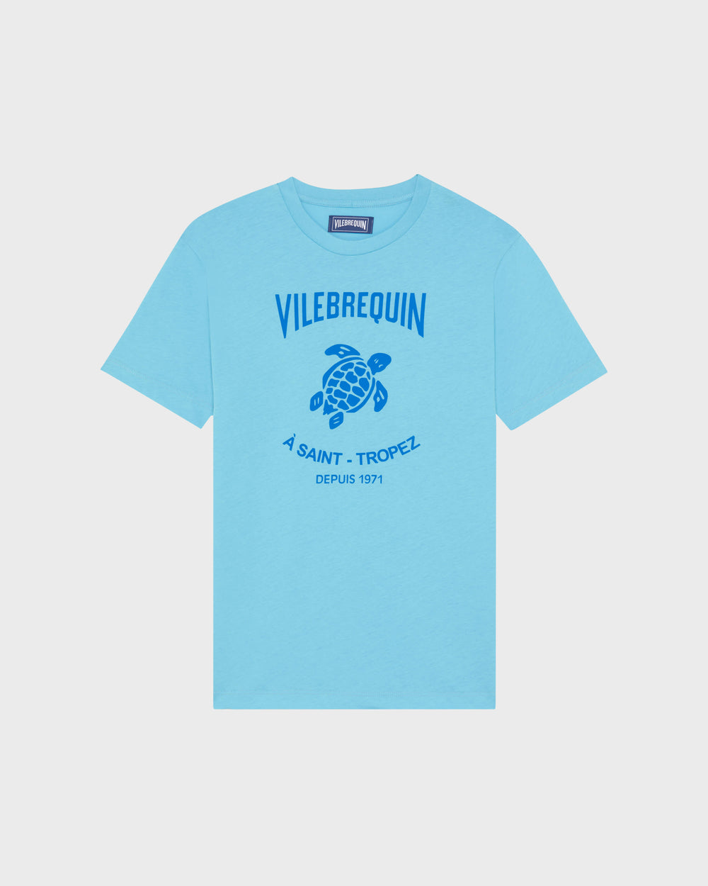Cotton T-shirt Contrasted Placed Gomy Logo - Blue topaz / Vilebrequin For sale