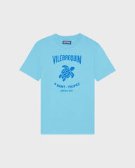 Cotton T-shirt Contrasted Placed Gomy Logo - Blue topaz / Vilebrequin For sale