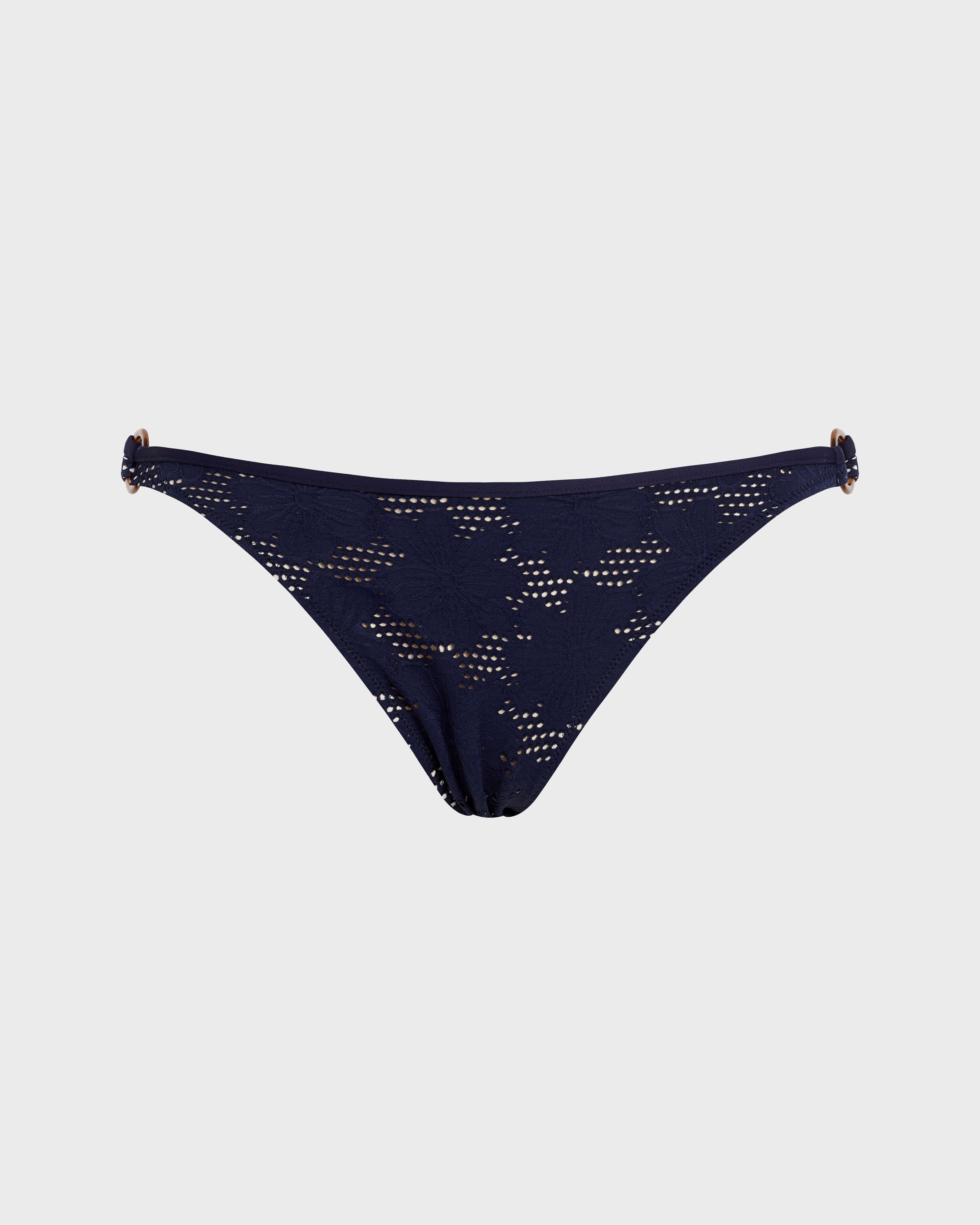 Mini Brief Bikini Bottom Jacquard Fleur Broderie Anglaise - Blue Navy / Vilebrequin Outlet