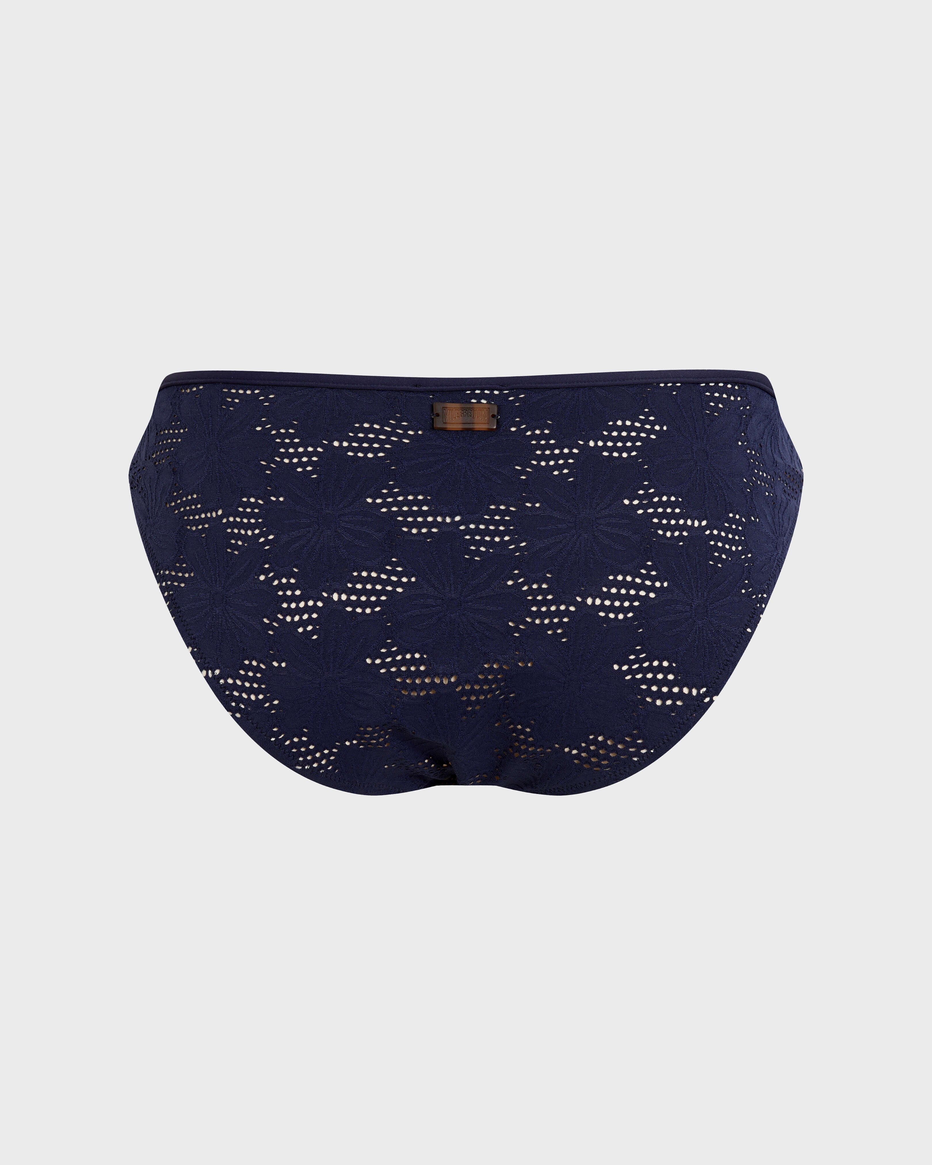 Mini Brief Bikini Bottom Jacquard Fleur Broderie Anglaise - Blue Navy / Vilebrequin Outlet