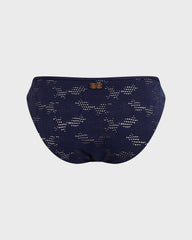 Mini Brief Bikini Bottom Jacquard Fleur Broderie Anglaise - Blue Navy / Vilebrequin Outlet
