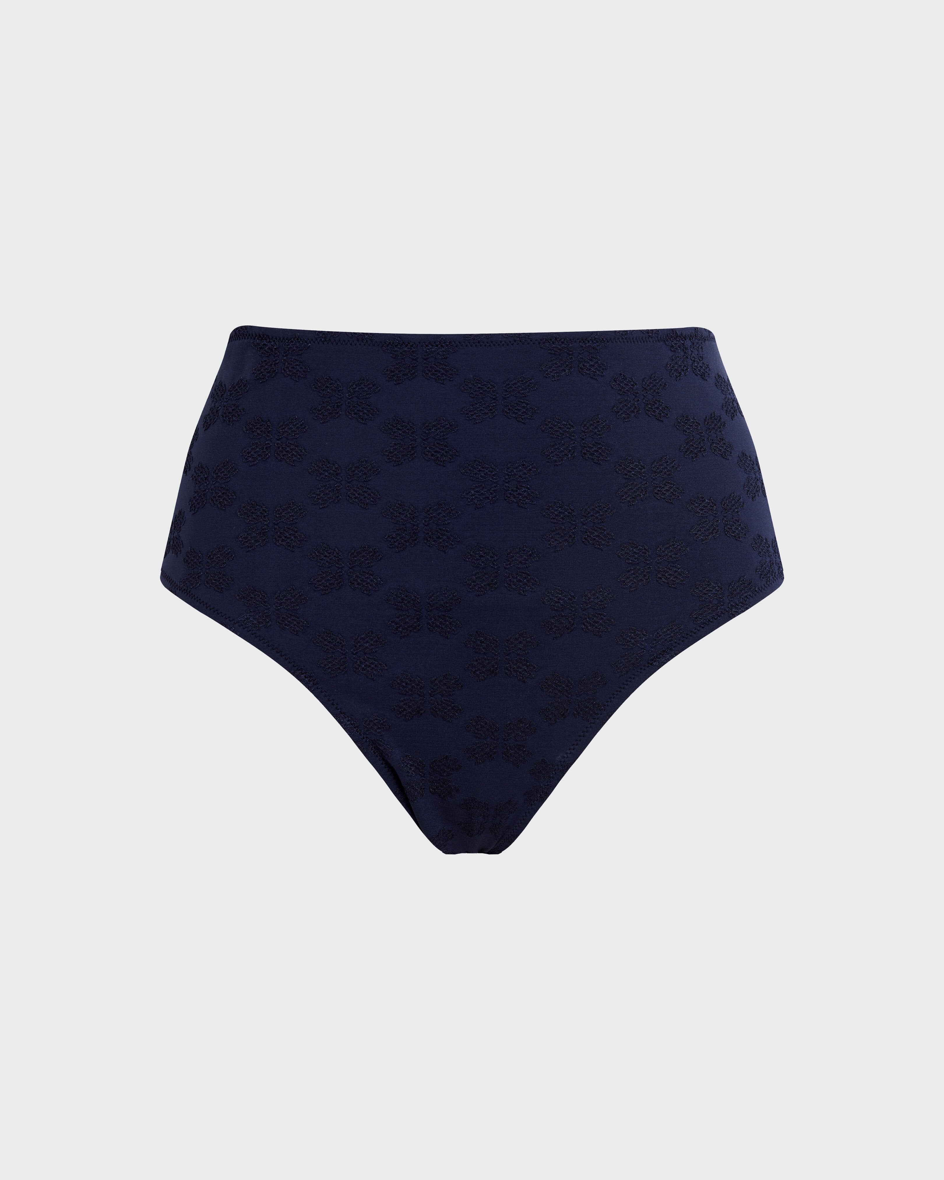 High-waisted Bikini Bottom Turtle Monogram Jacquard - Blue Navy / Vilebrequin Online
